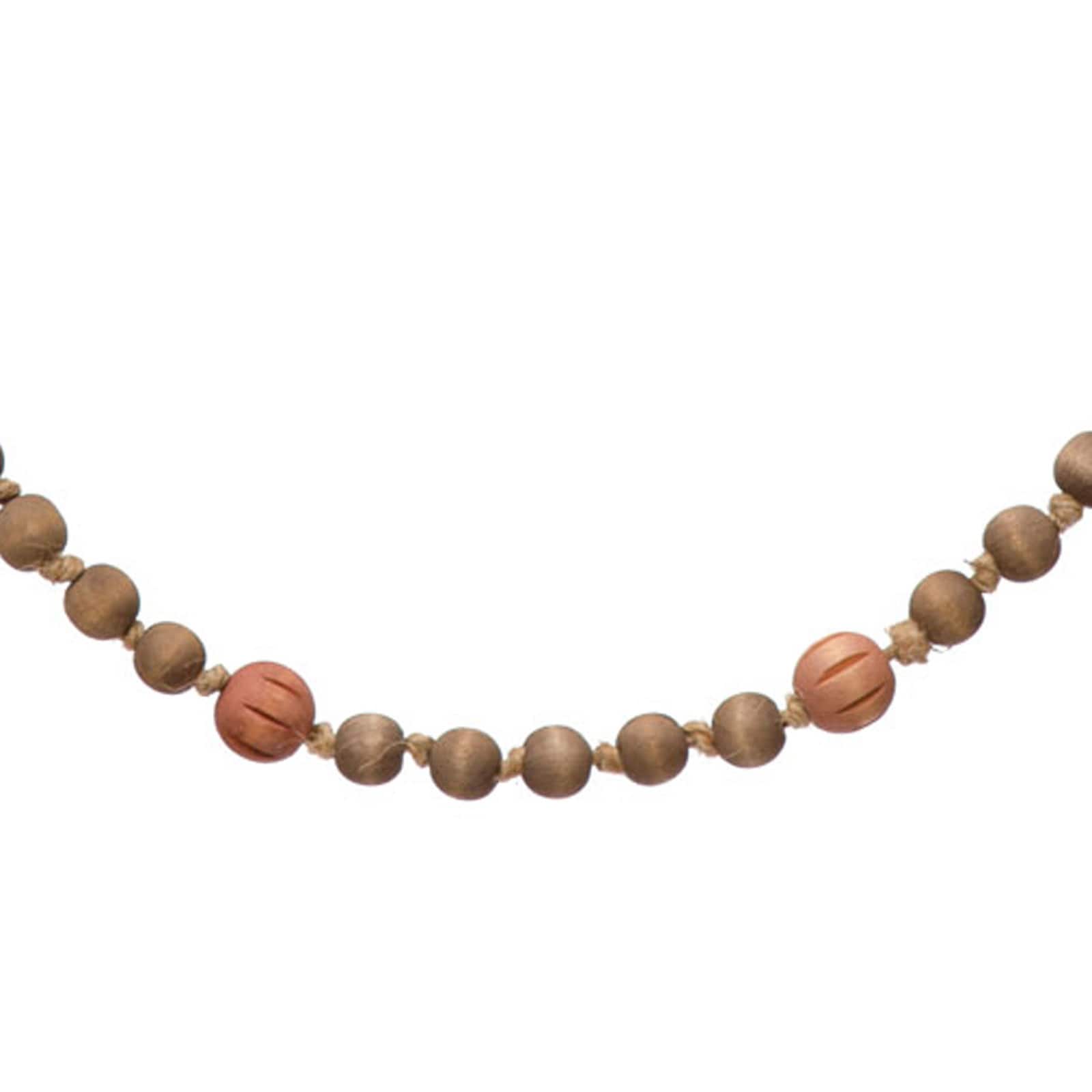 Hello Honey® 40" Paulownia Wood Beads, Jingle Bells & Jute Tassels Garland