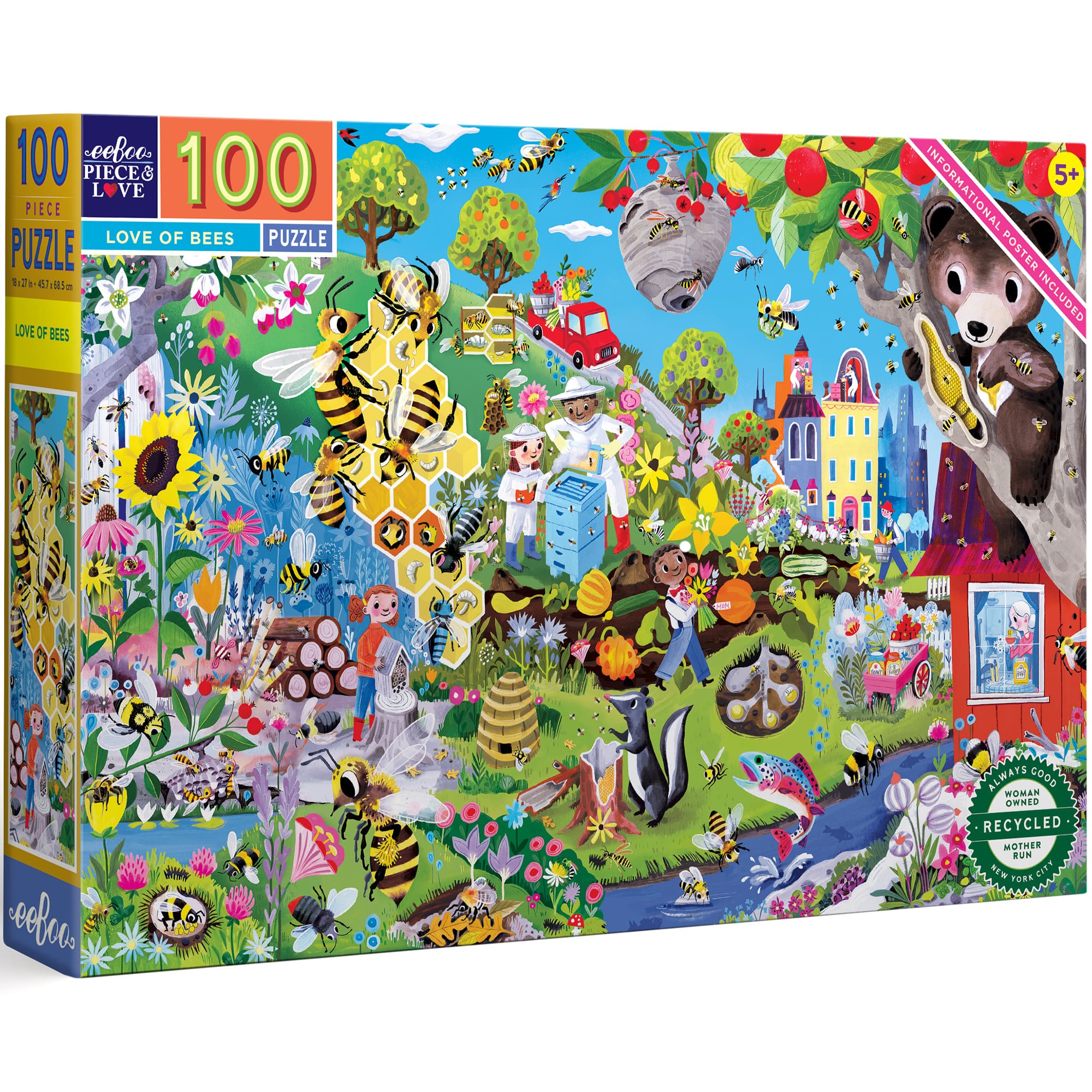 eeBoo Love of Bees 100 Piece Puzzle