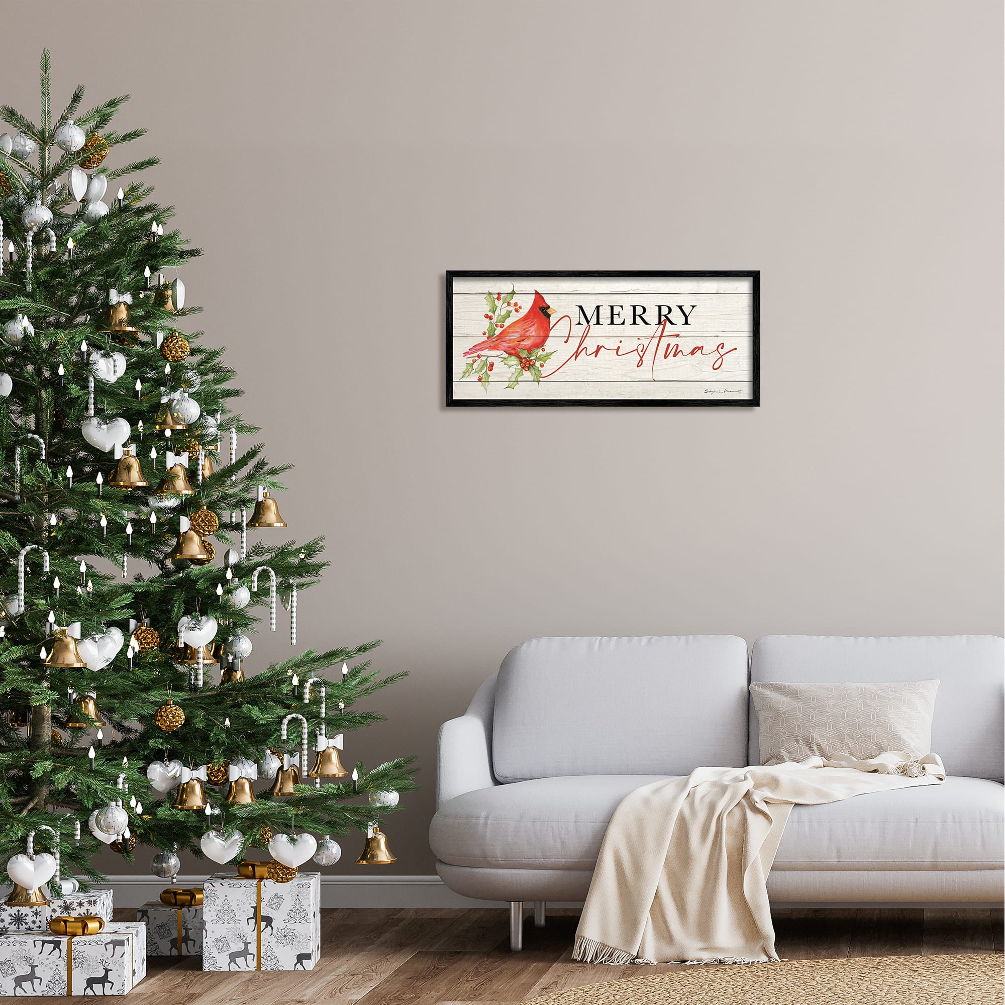 Stupell Industries Merry Christmas Cardinal Framed Giclée Art