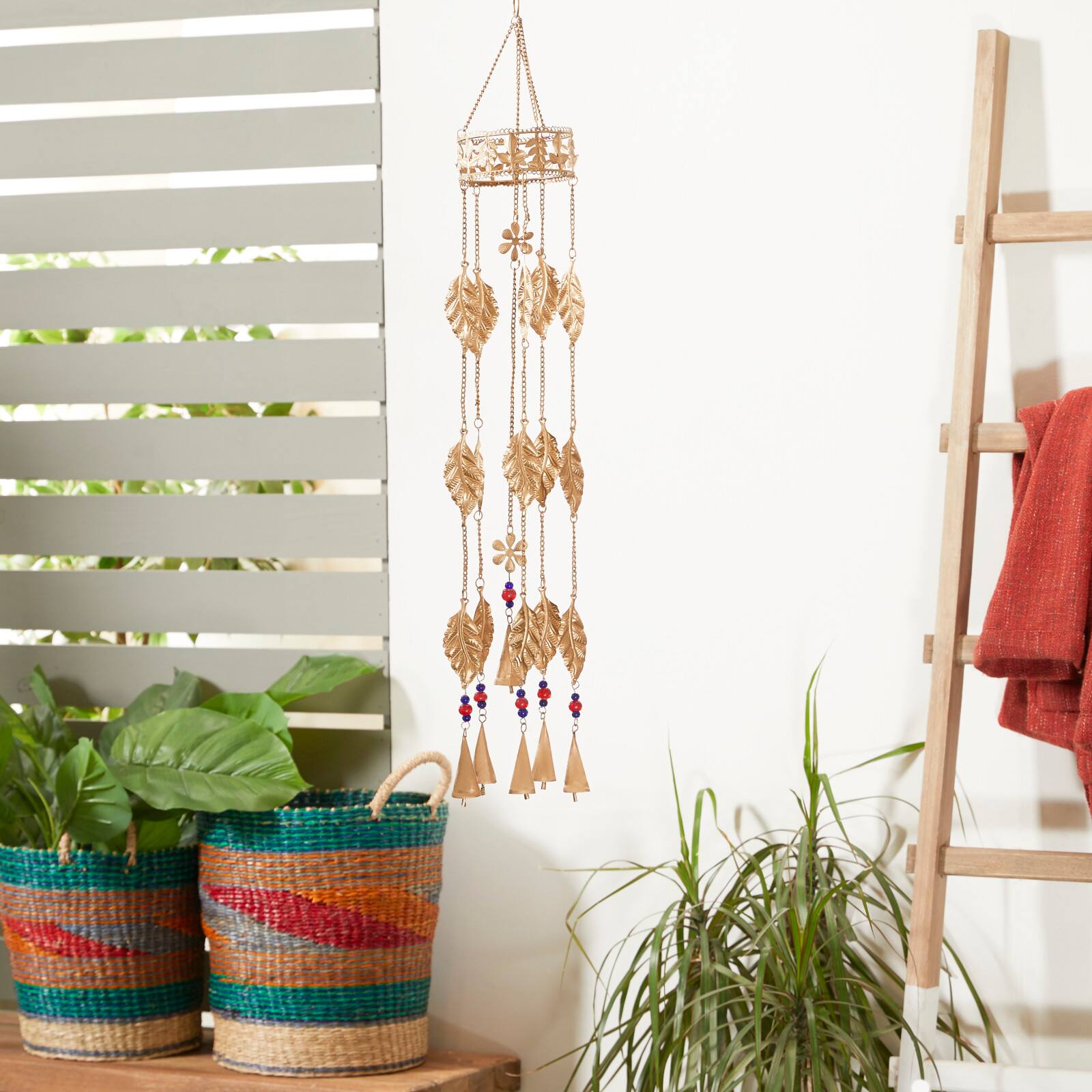 35" Brown Metal Feather Traditional Windchime