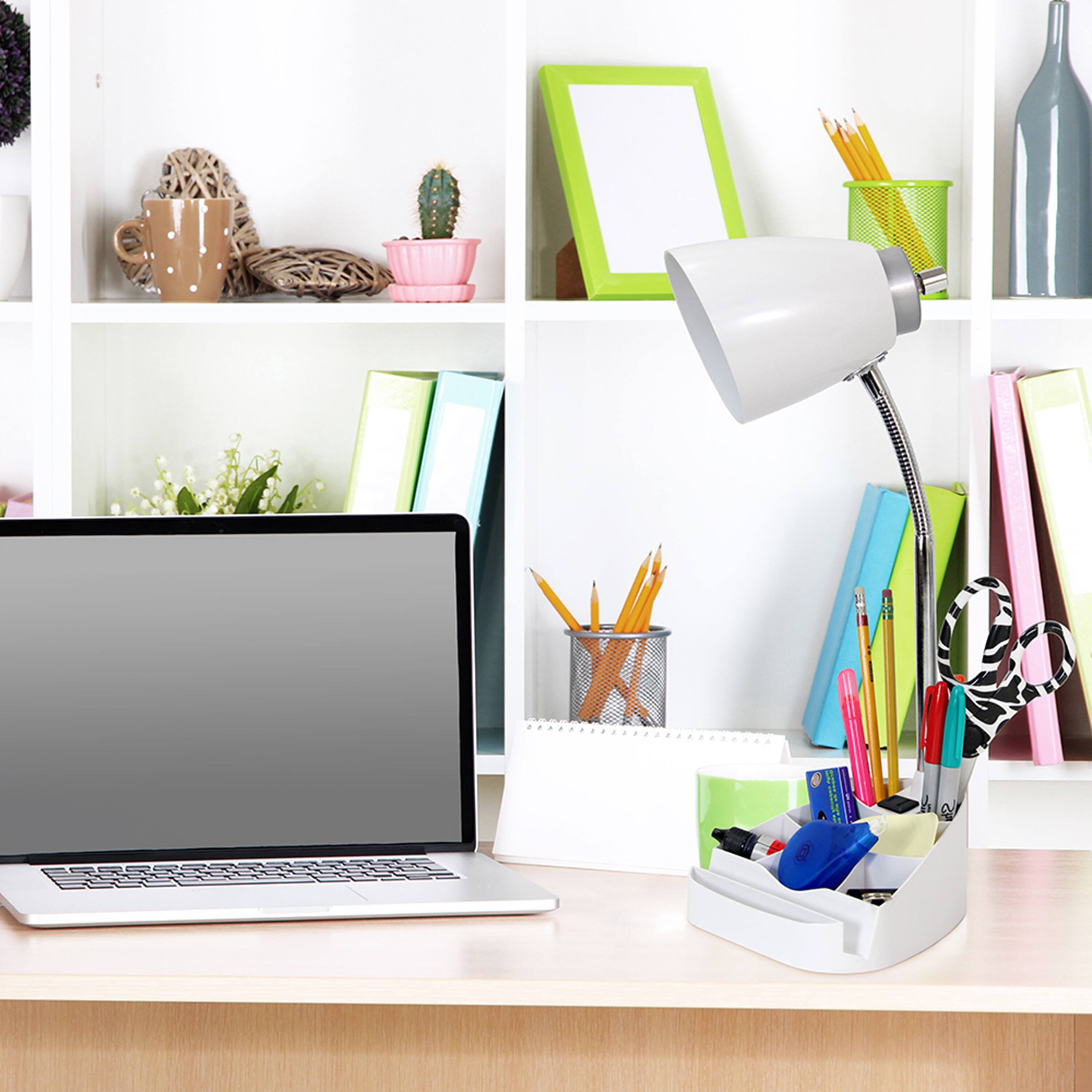 LimeLights 18.5&#x22; Gooseneck Desk Lamp with Tablet Stand and Charging Outlet