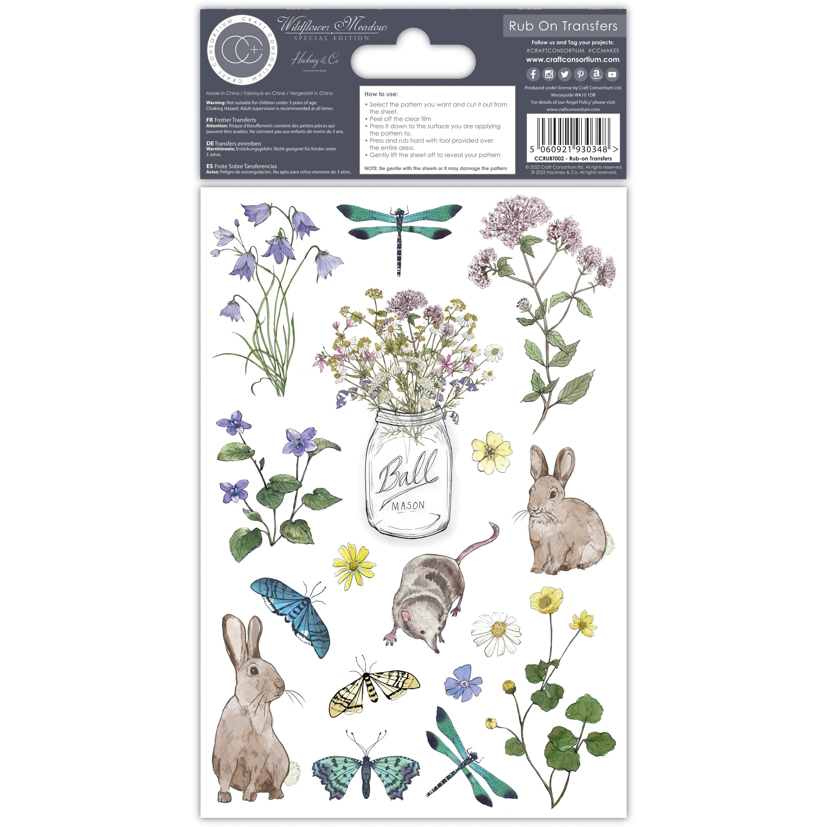 Craft Consortium Wildflower Meadow Rub-On Transfers