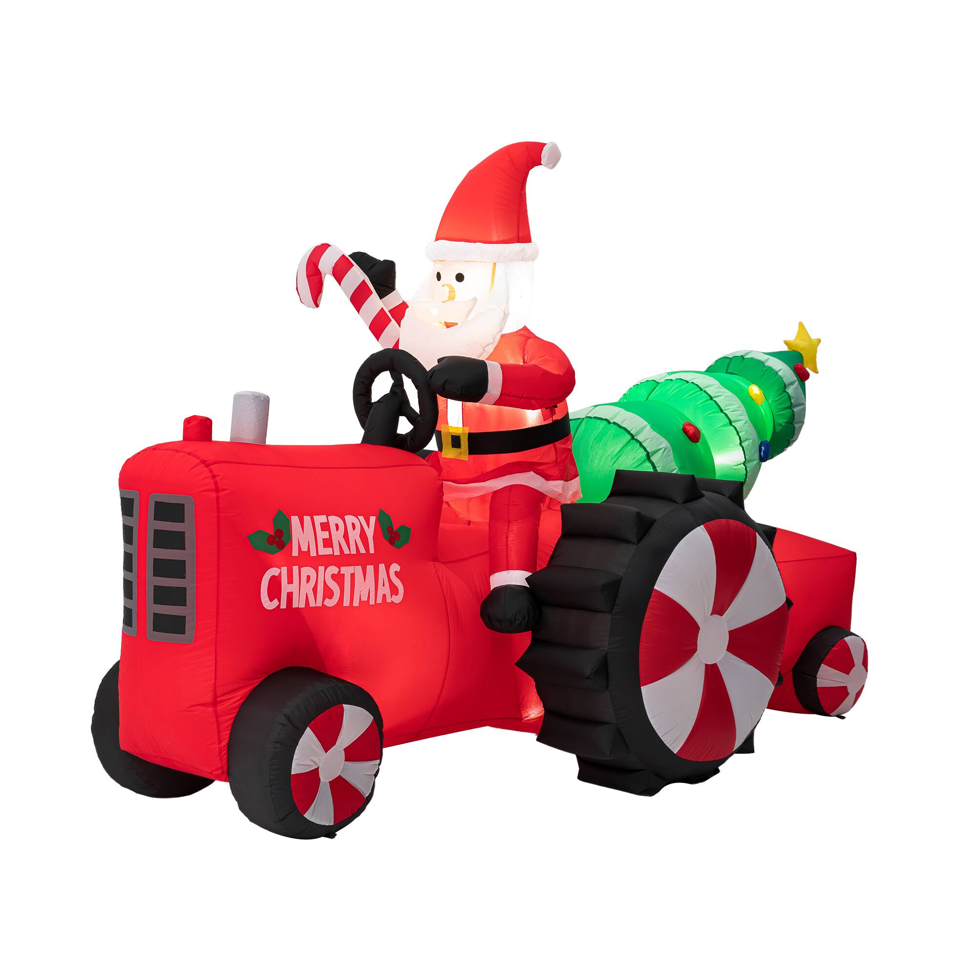 Glitzhome® 11ft. Lighted Inflatable Santa on Tractor Décor