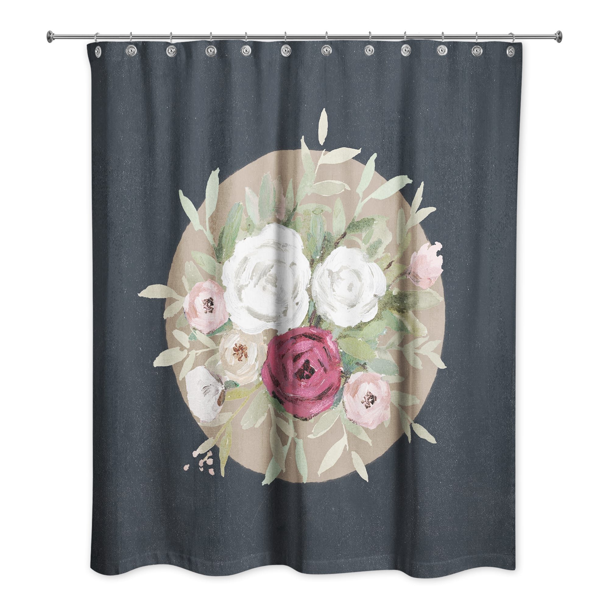 Florals on Navy 71" x 74" Shower Curtain