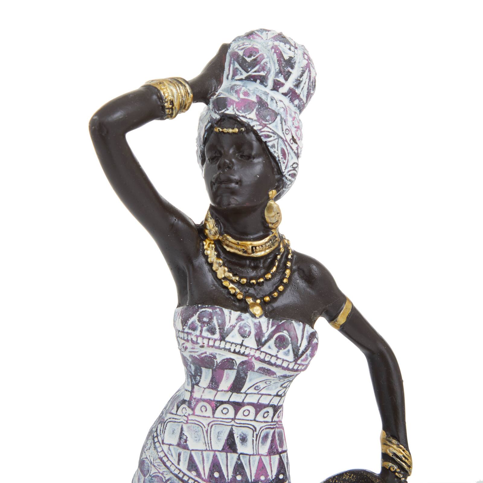 Set of 2 Multi Polystone Eclectic Sculptures, 13" x 3" x 3"