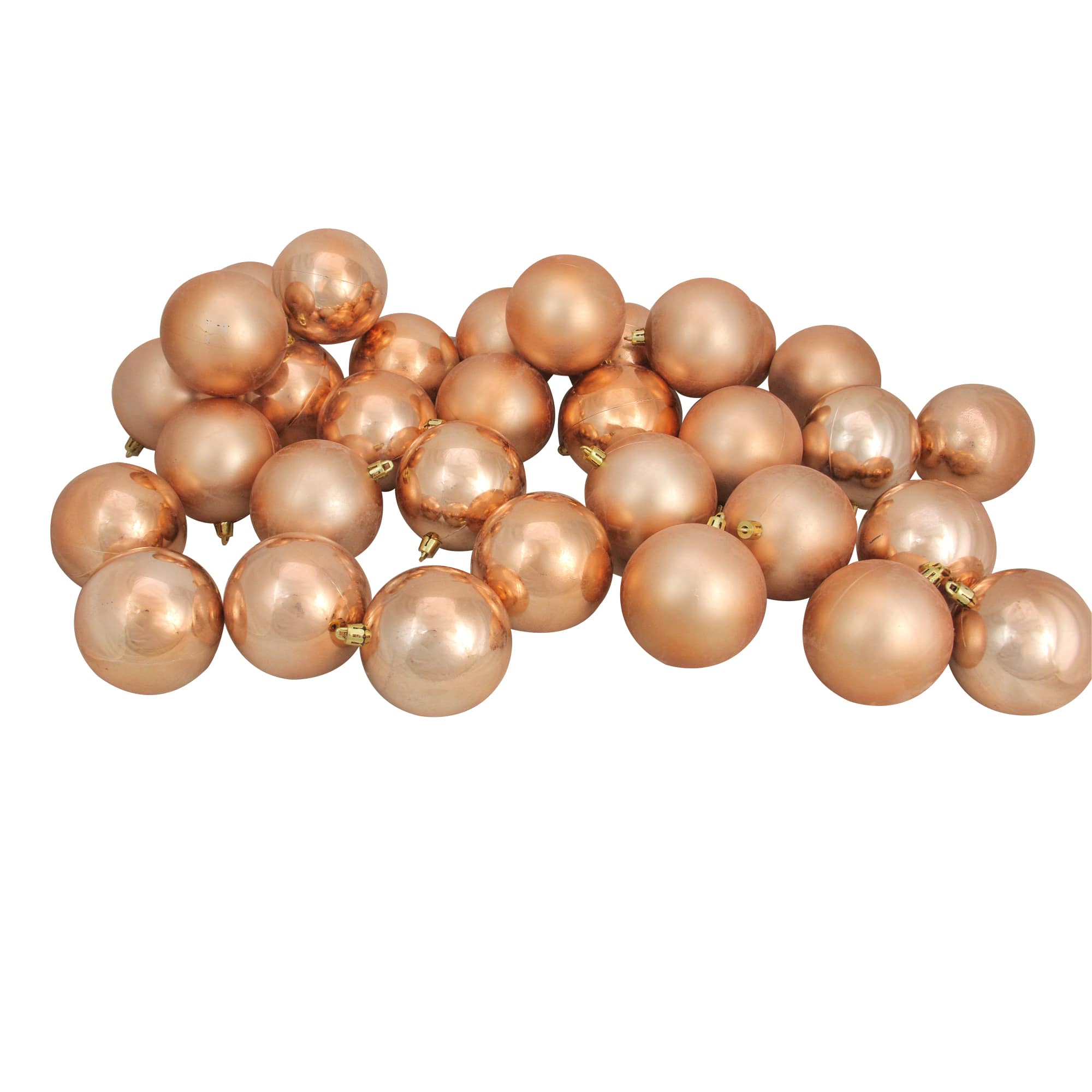 32ct. 3.25&#x22; Copper Shatterproof 2-Finish Christmas Ball Ornaments