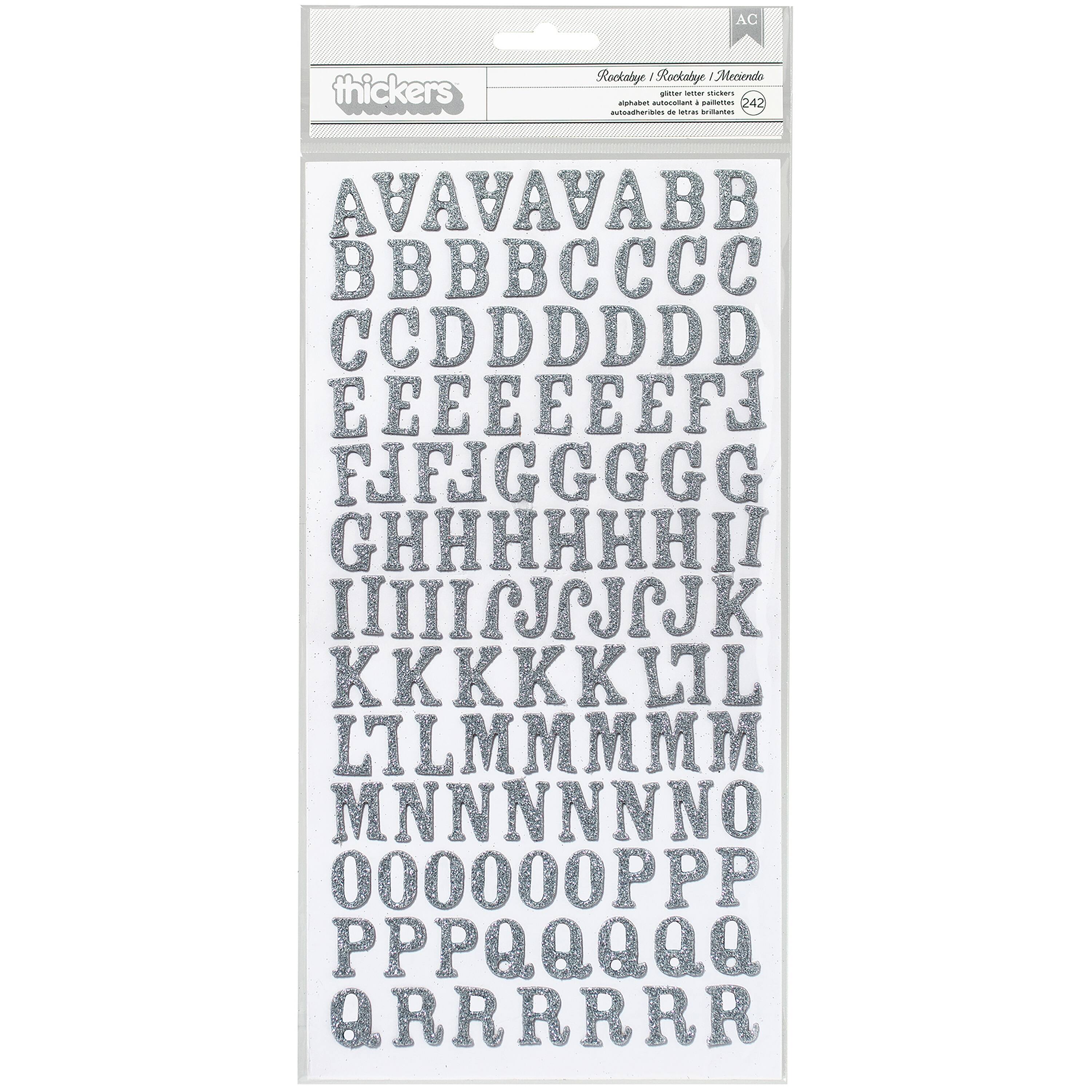 American Crafts™ Thickers™ Silver Glitter Rockabye Chipboard Alphabet