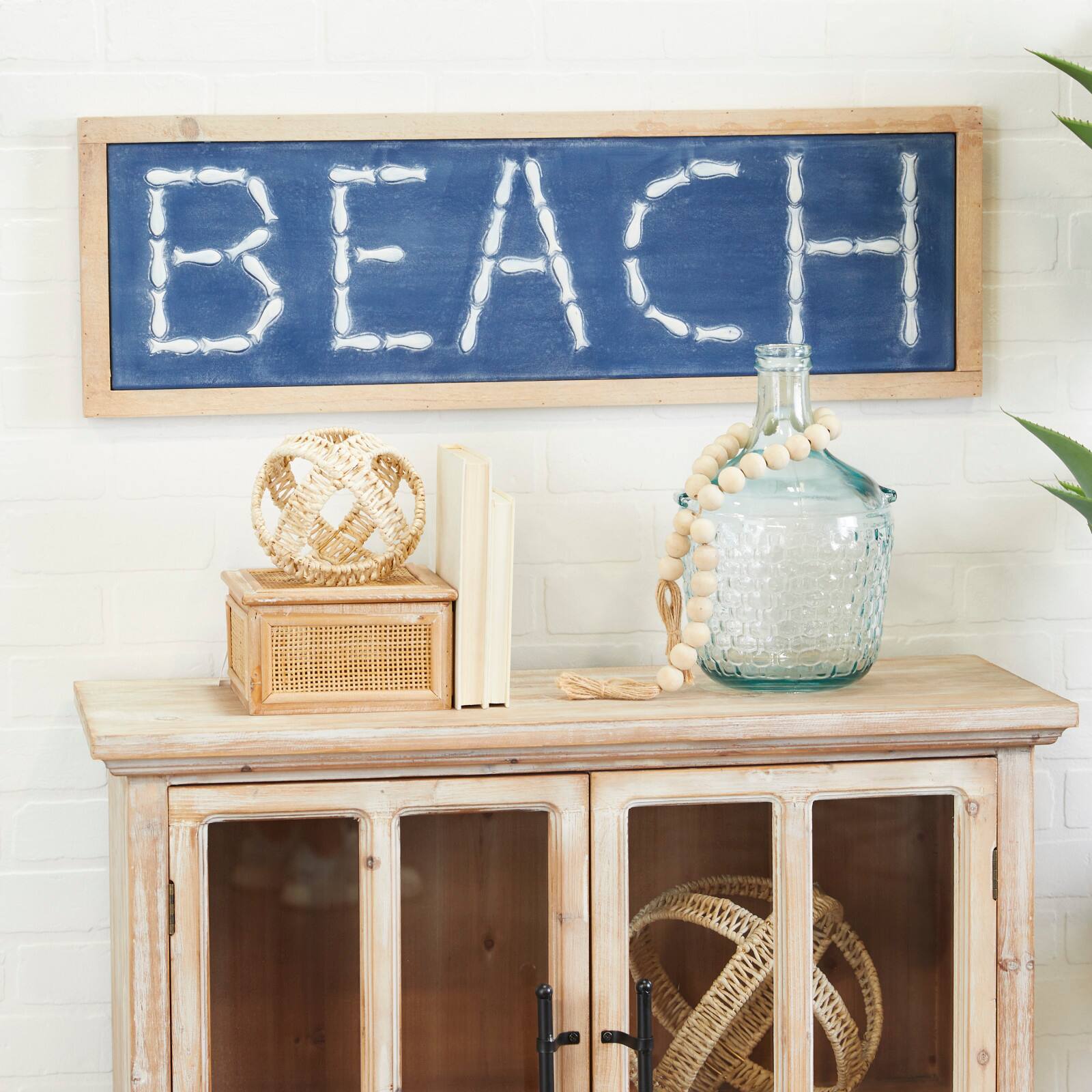 White Metal Coastal Wall Decor, 12&#x22; x 34&#x22; x 1&#x22;