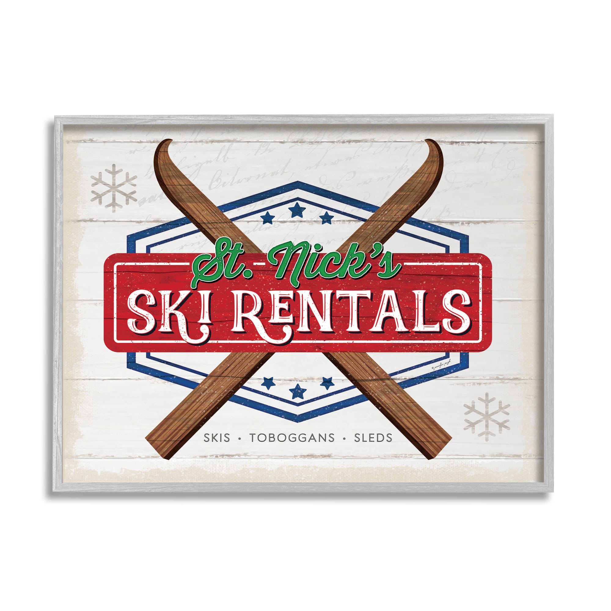 Stupell Industries St. Nick's Ski Rentals Vintage Framed Giclee Art