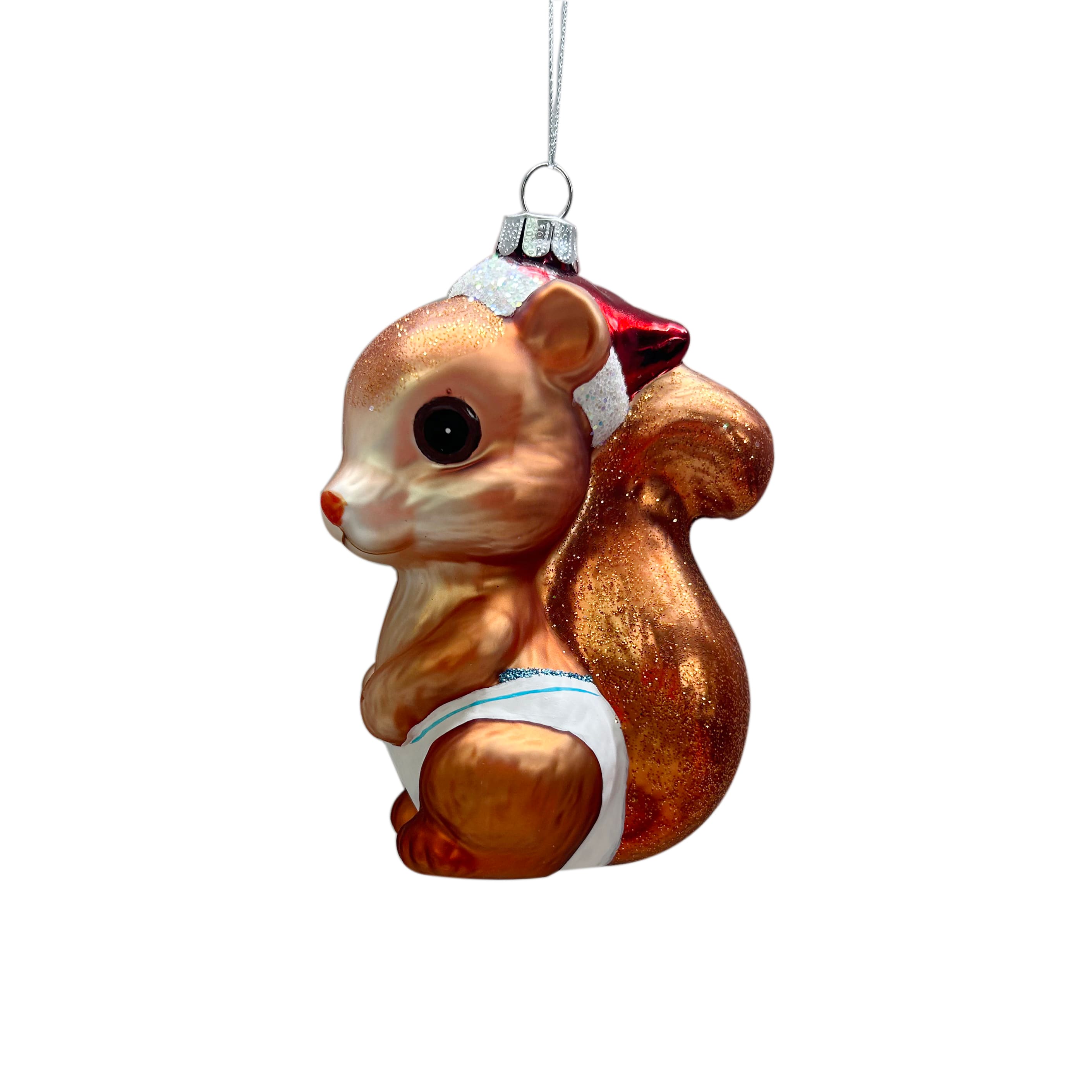 4.5&#x22; Copper Baby Squirrel in Santa Hat Glass Ornament by Ashland&#xAE;