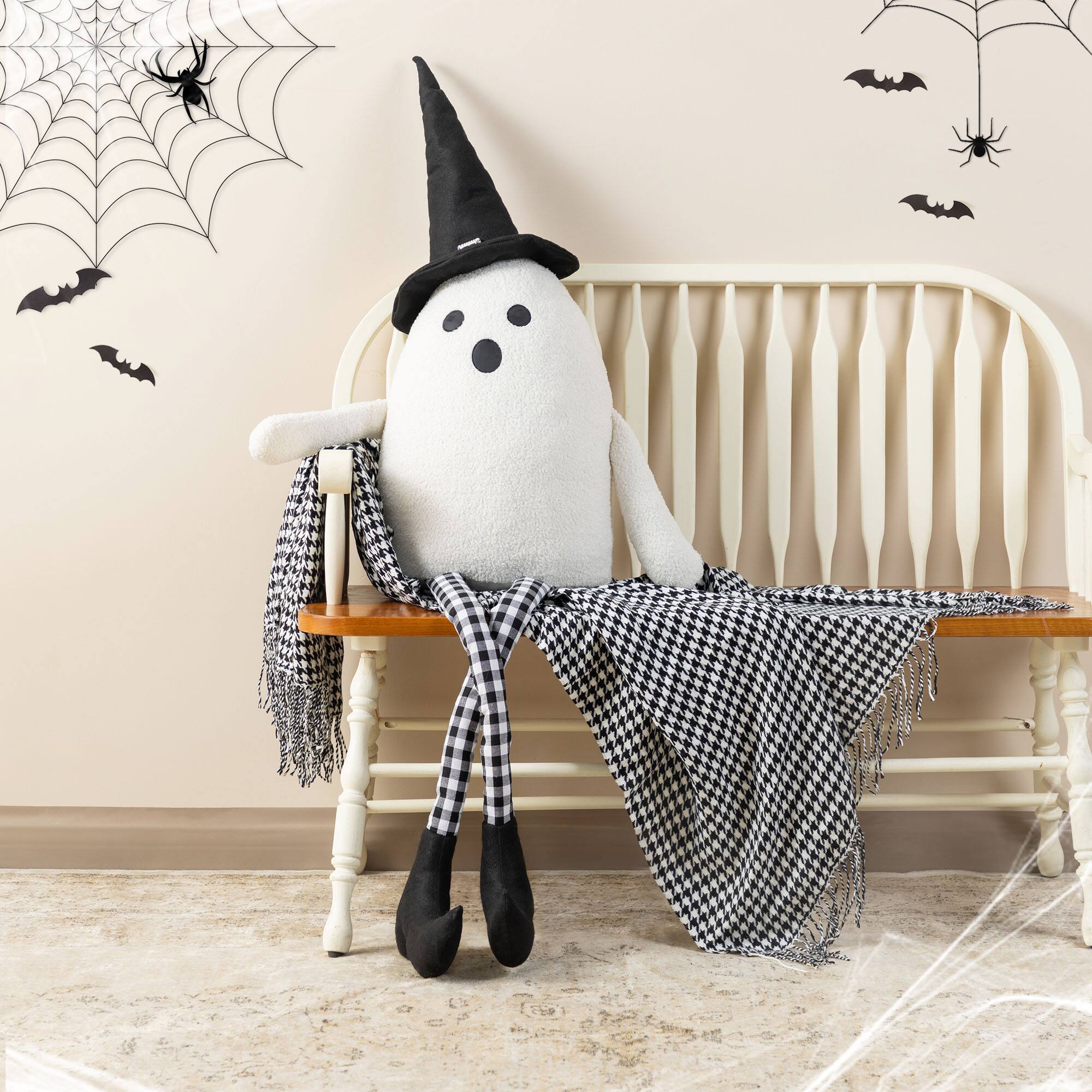 Glitzhome® 65.25"H Lighted Halloween Oversized Fabric Ghost Shelf Sitter