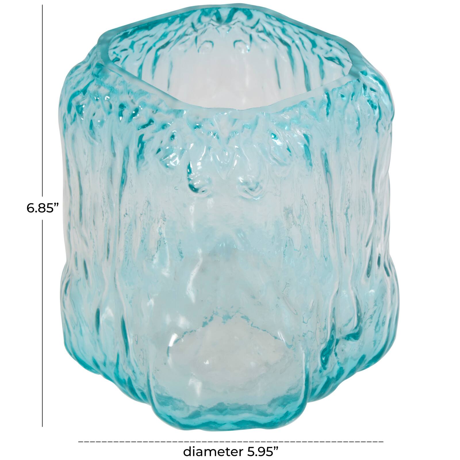 7&#x22; Marine Ombre Dimensional Textured Glass Vase