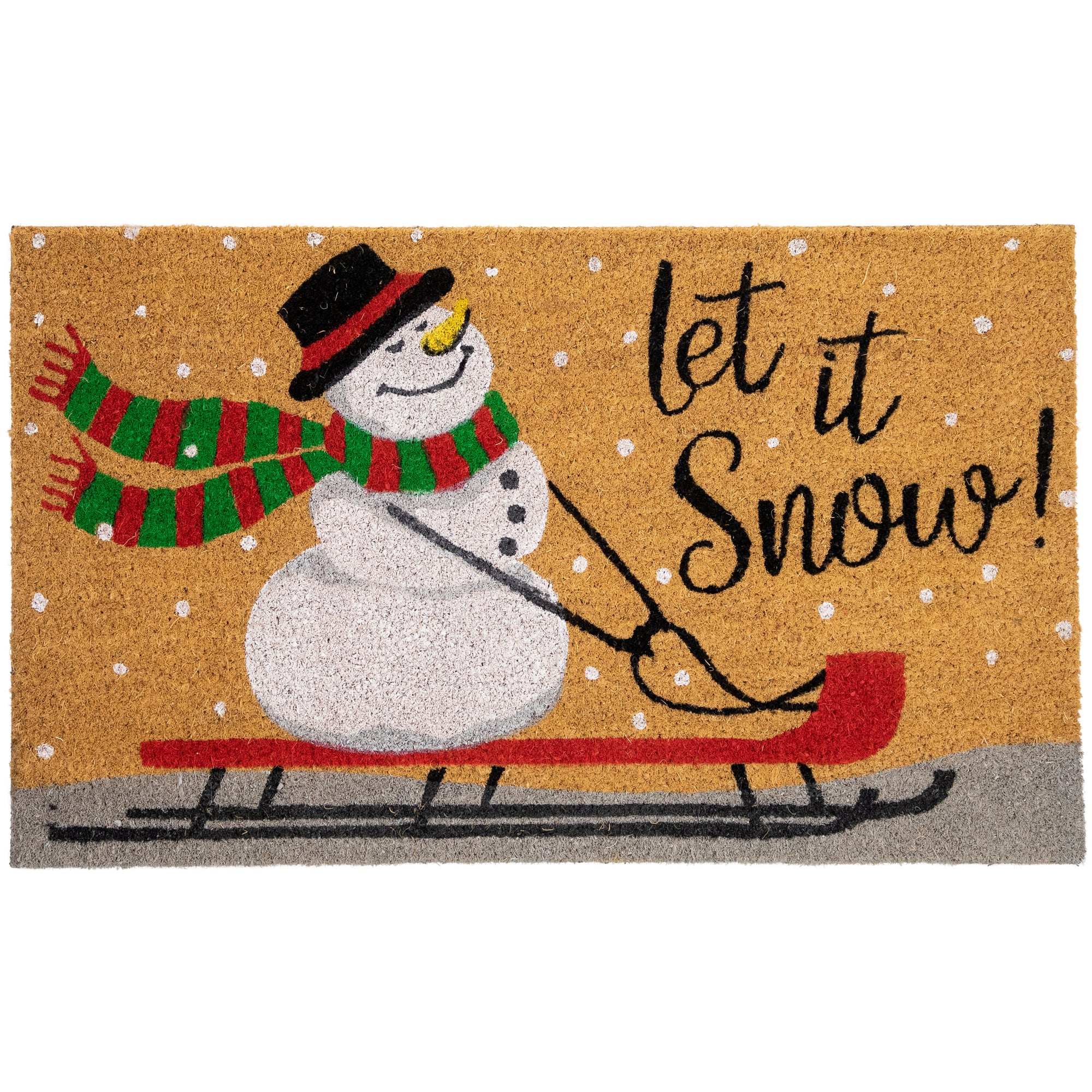 30&#x22; Let it Snow Natural Coir Rectangular Christmas Doormat