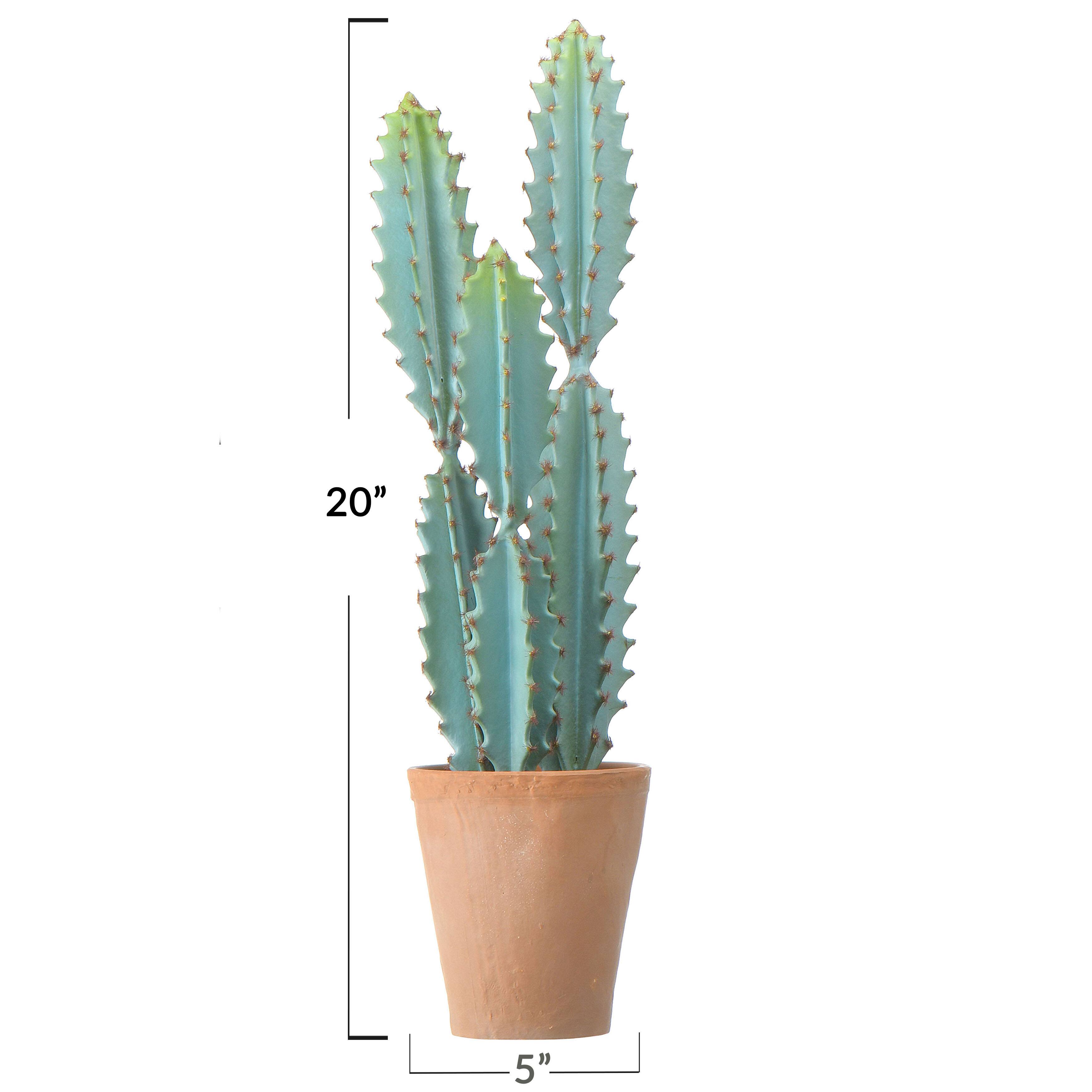 20&#x22; Faux Cactus in Terra Cotta Colored Pot