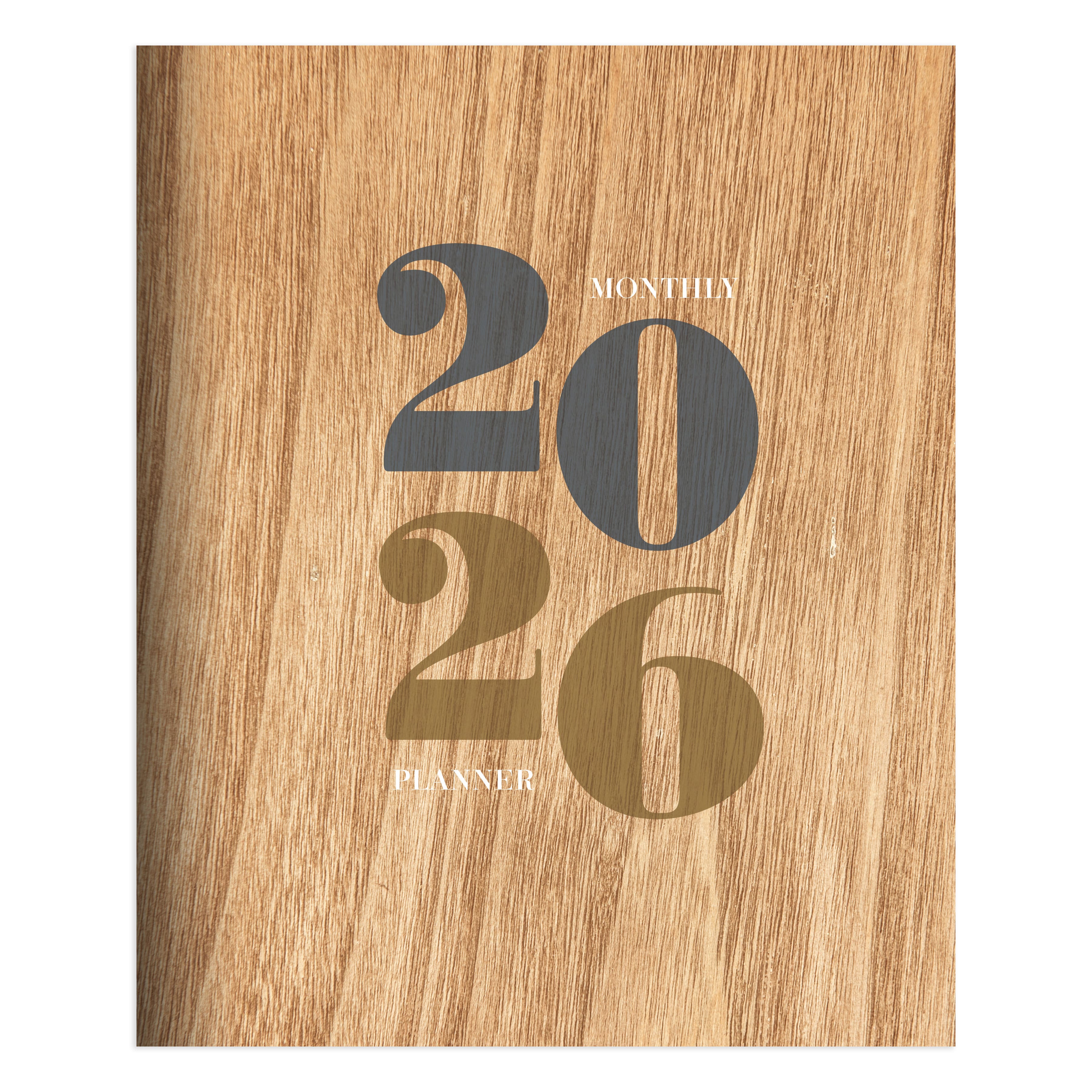 2026 Washed Oak Large Monthly Planner