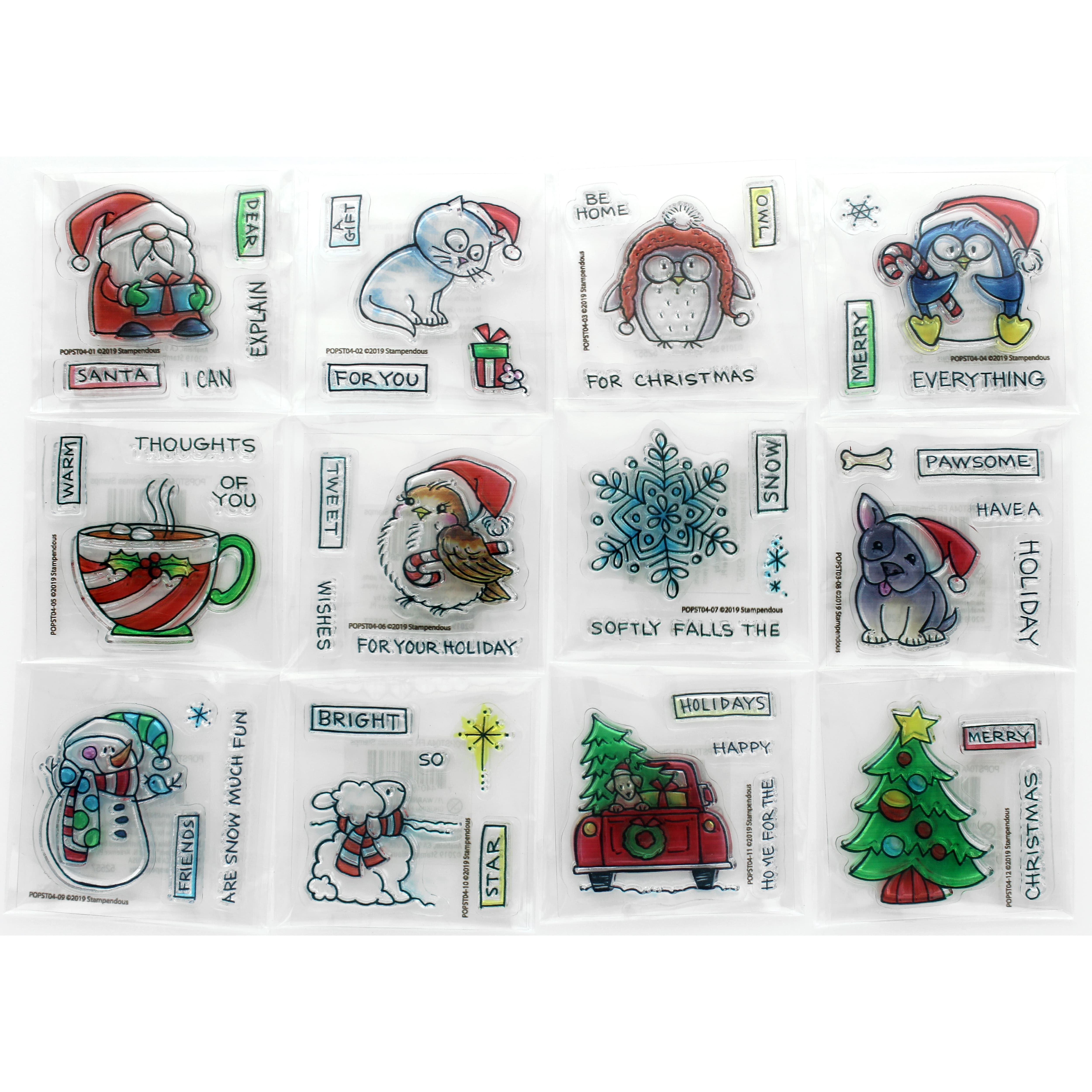 Stampendous&#xAE; Mini Fran&#x27;s Christmas Clear Stamps Display Set