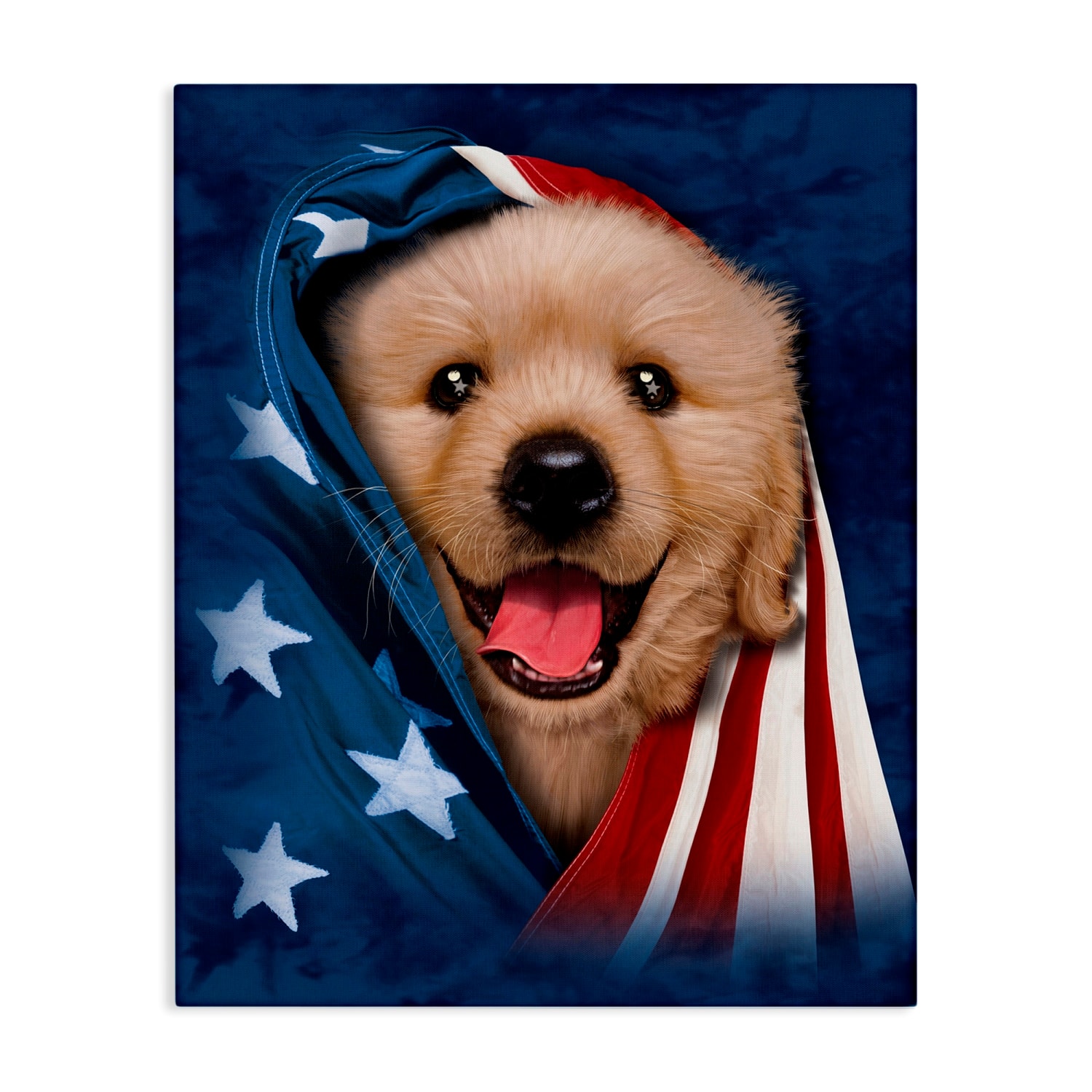 Stupell Industries Puppy & American Flag Canvas Wall Art