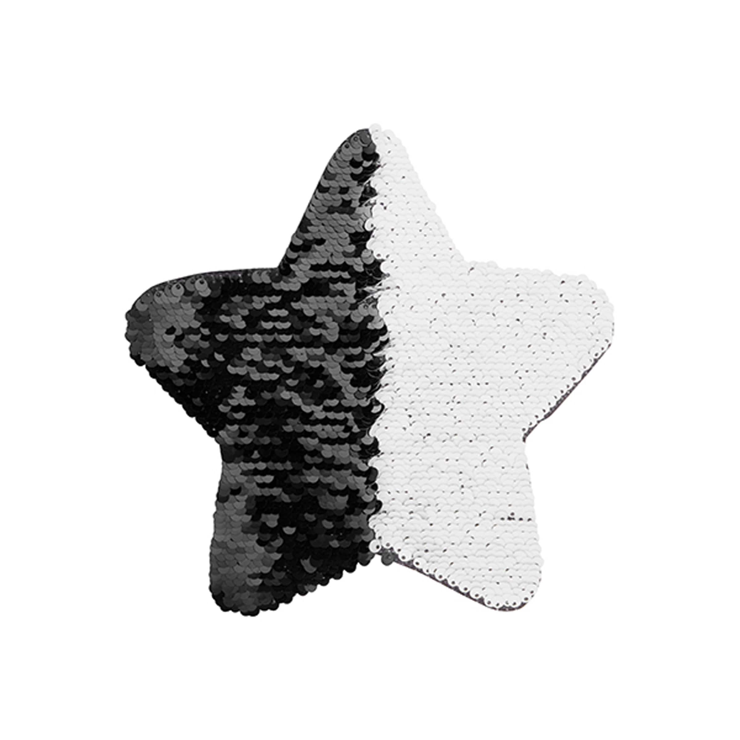 Craft Express 7" Black & White Star Sublimation Sequin Patches, 2ct.