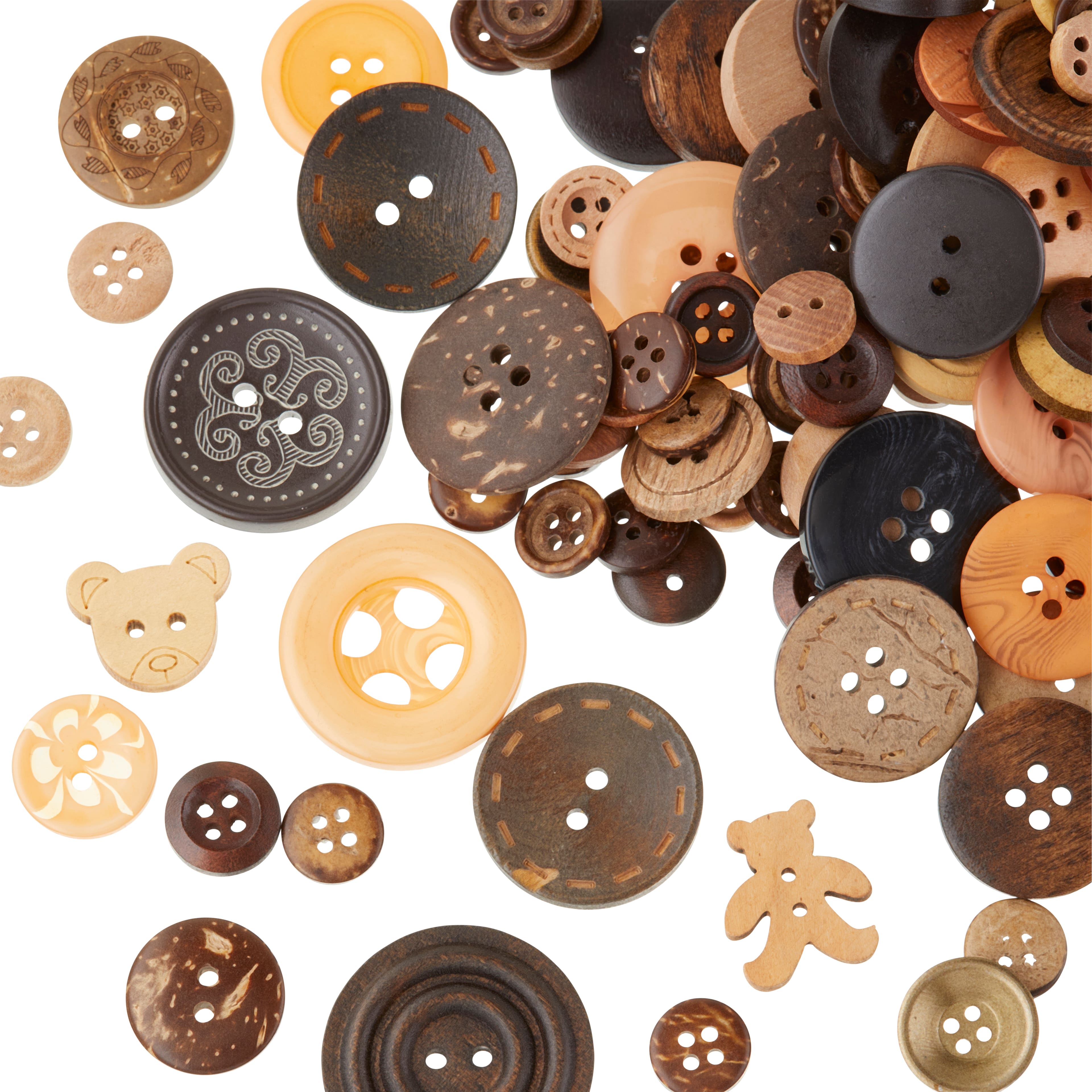 12 Pack: Wooden &#x26; Coconut Buttons Set by Loops &#x26; Threads&#xAE;