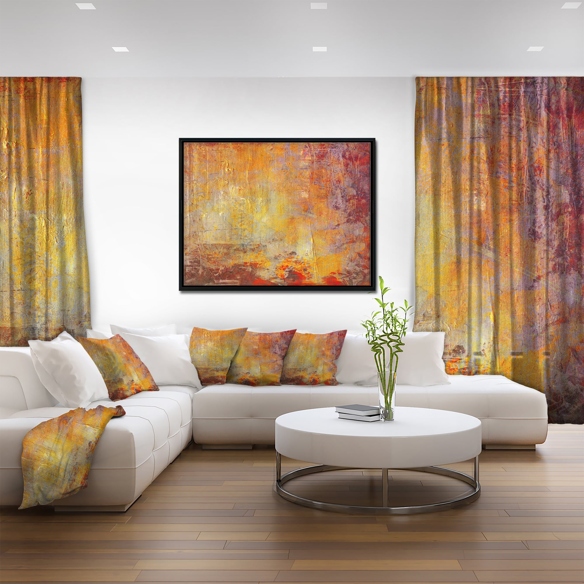 Designart - Ambient Canvas Grunge - Abstract Canvas Art Print in Black Frame