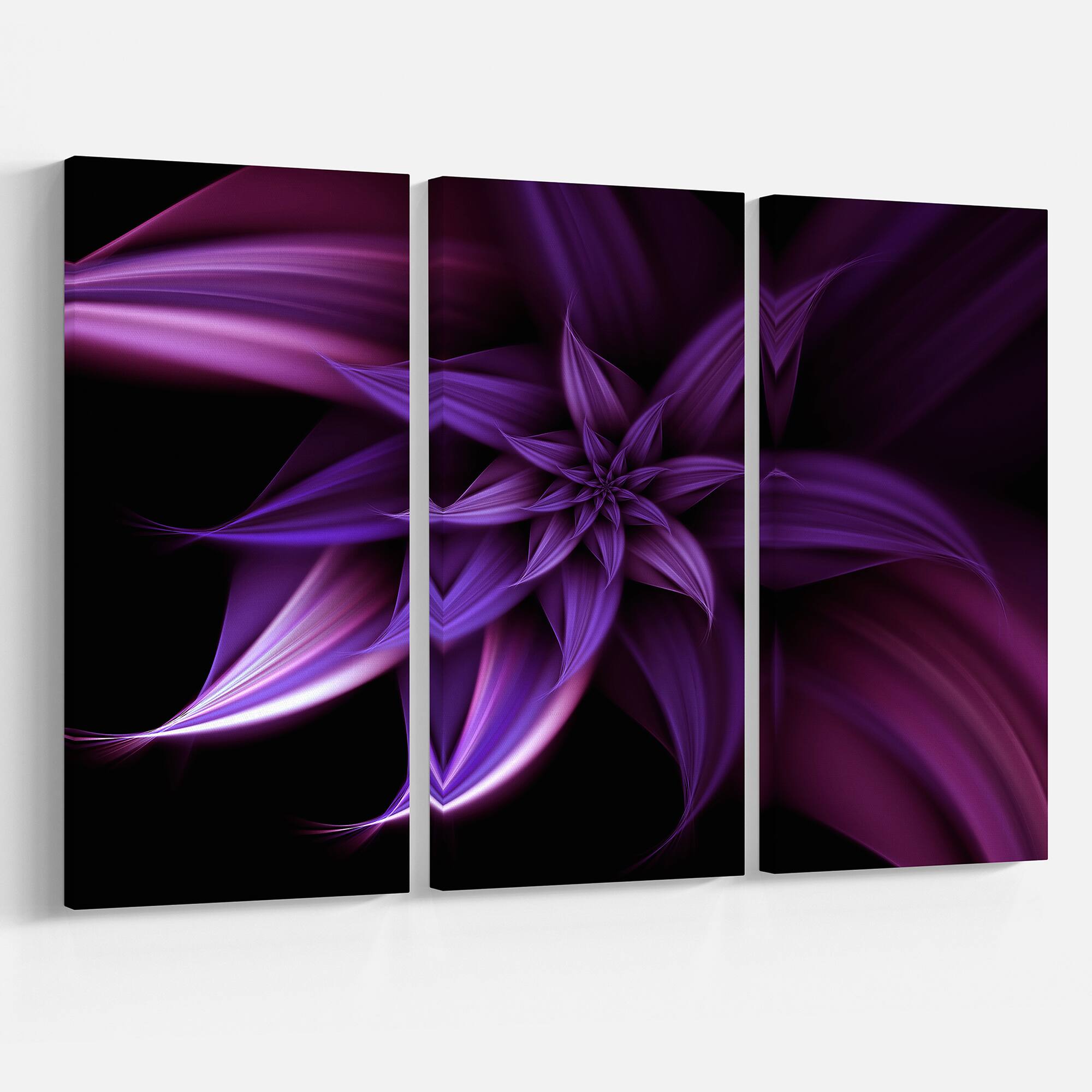 Designart - Fractal Flower Purple - Floral Art Canvas Print