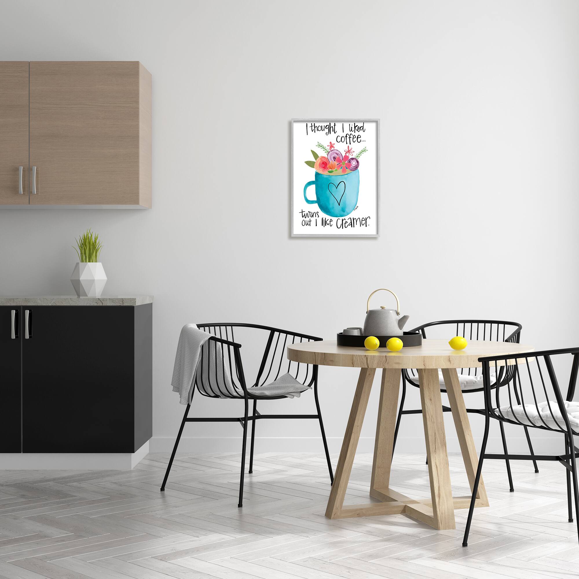 Stupell Industries Thought I Liked Coffee Phrase Kitchen Creamer Joke in Gray Frame Wall Art