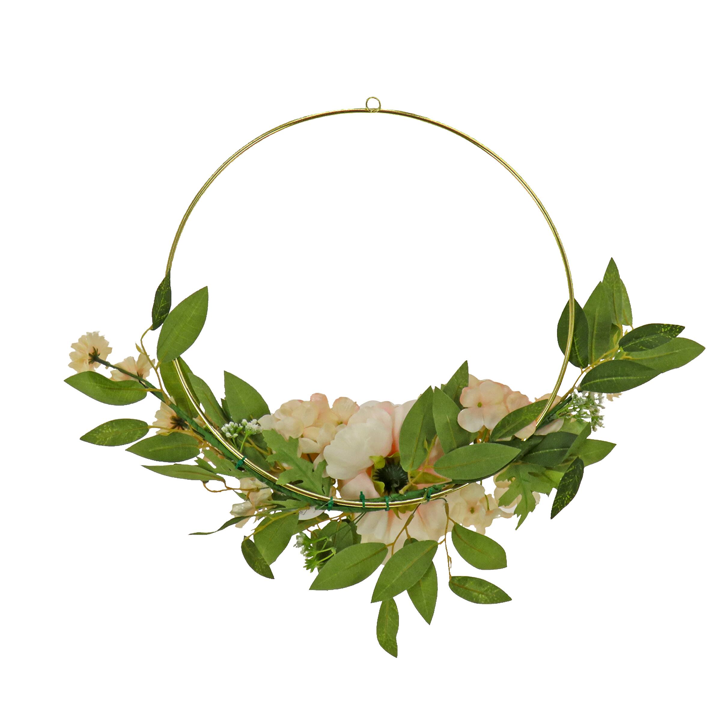 18&#x22; Spring Peony &#x26; Rose Hoop Wreath