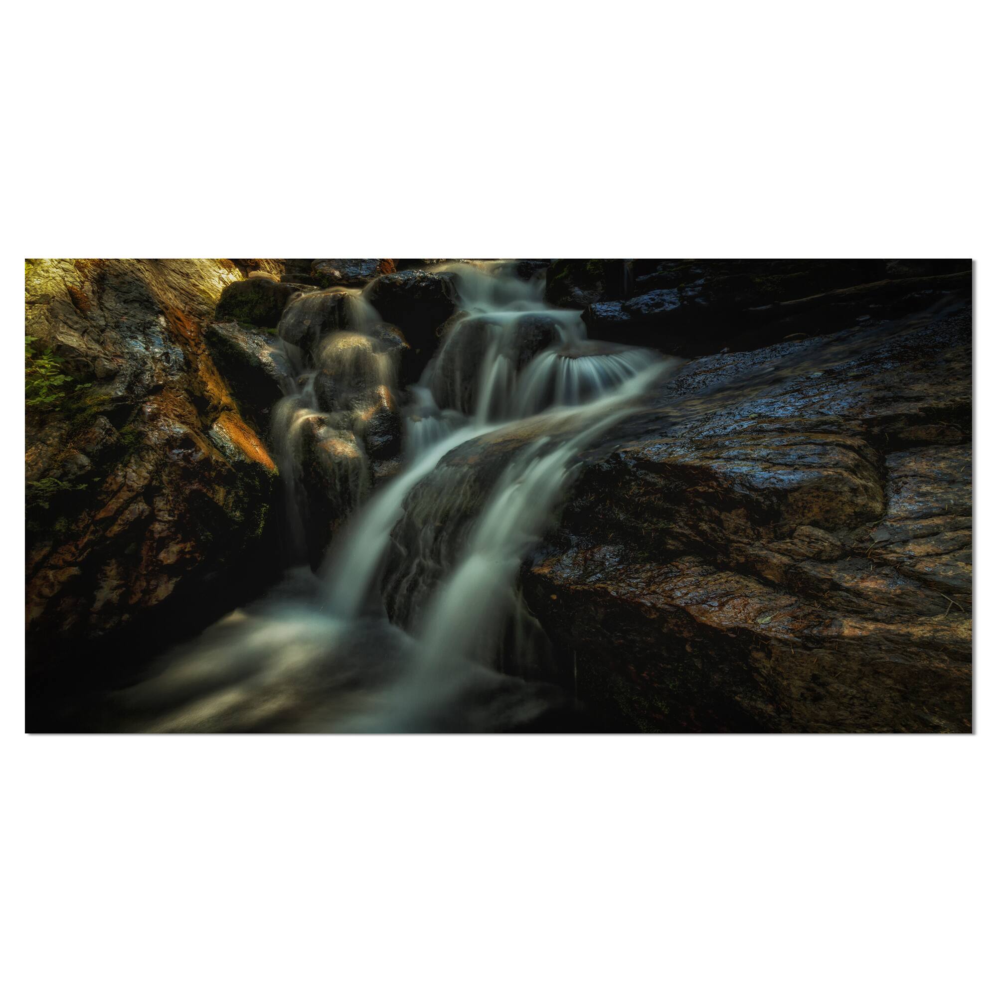 Designart - Slow Motion Waterfall in Summer - Landscape Canvas Art Print