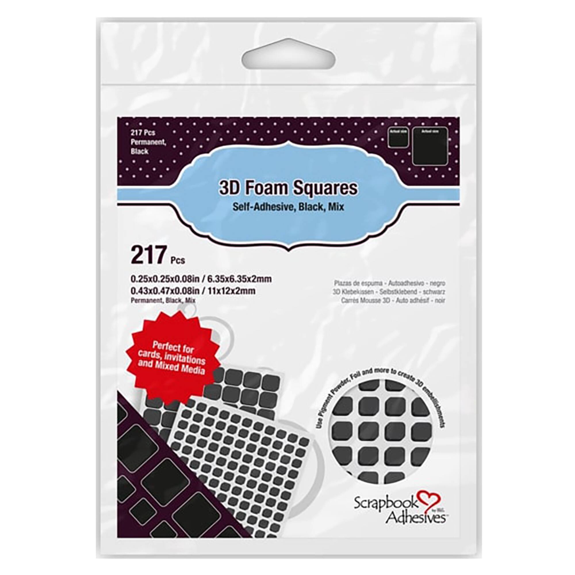 Scrapbook Adhesives by 3L® 2mm 3D Foam Square Packs, 10ct.