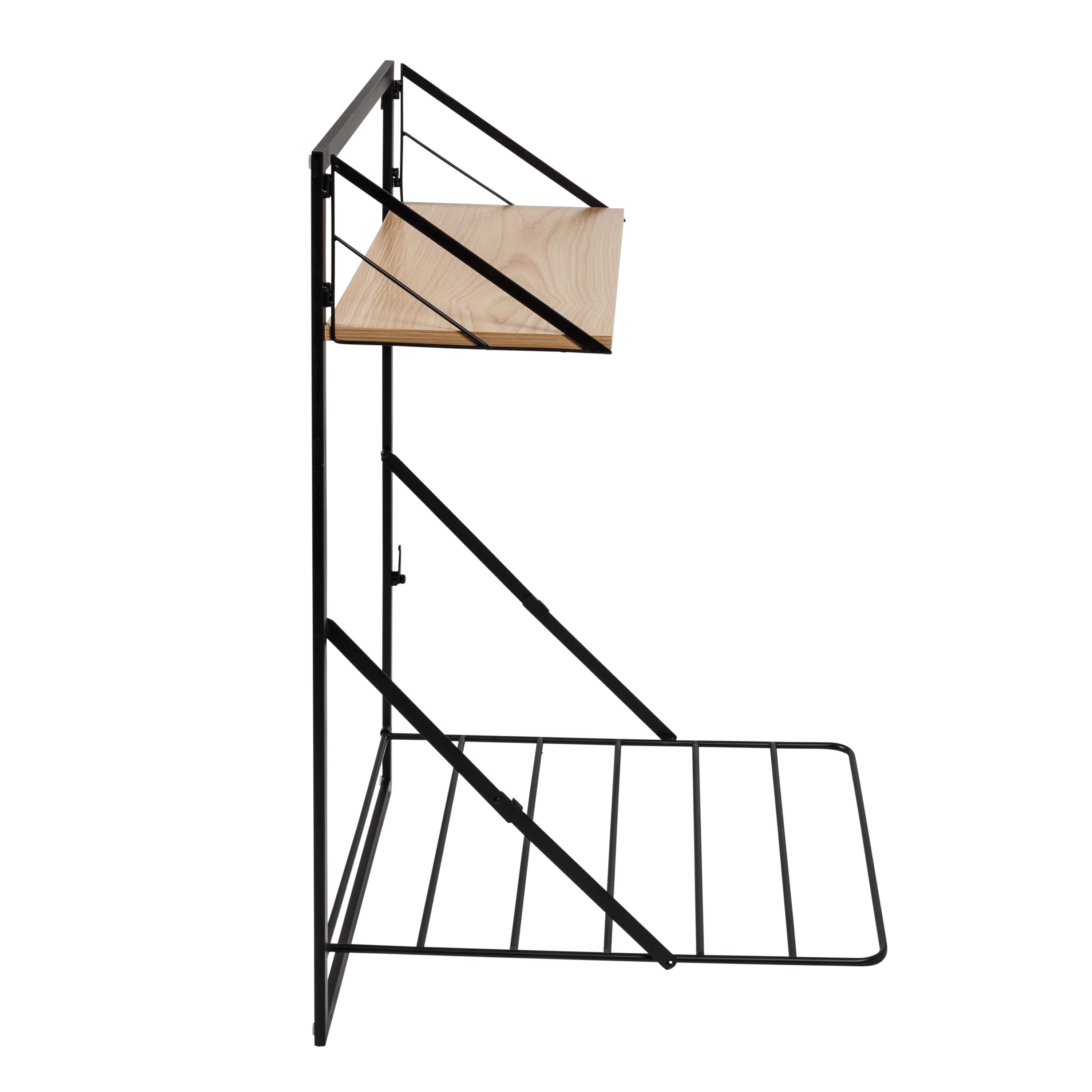 Honey Can Do Black & Maple Wall Mounted Drying Rack with Shelf