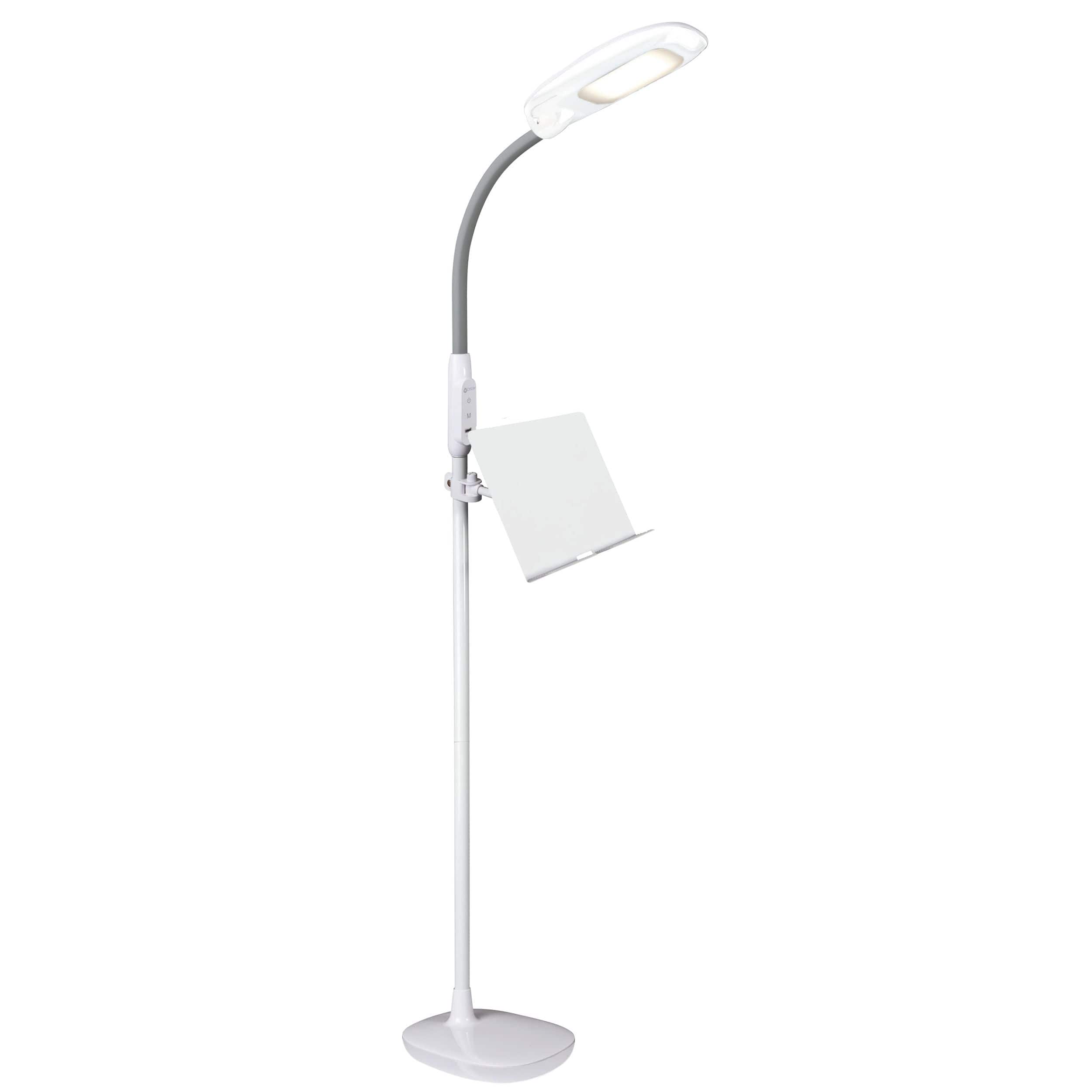 OttLite 64&#x22; White LED Floor Lamp with USB and Tablet Stand