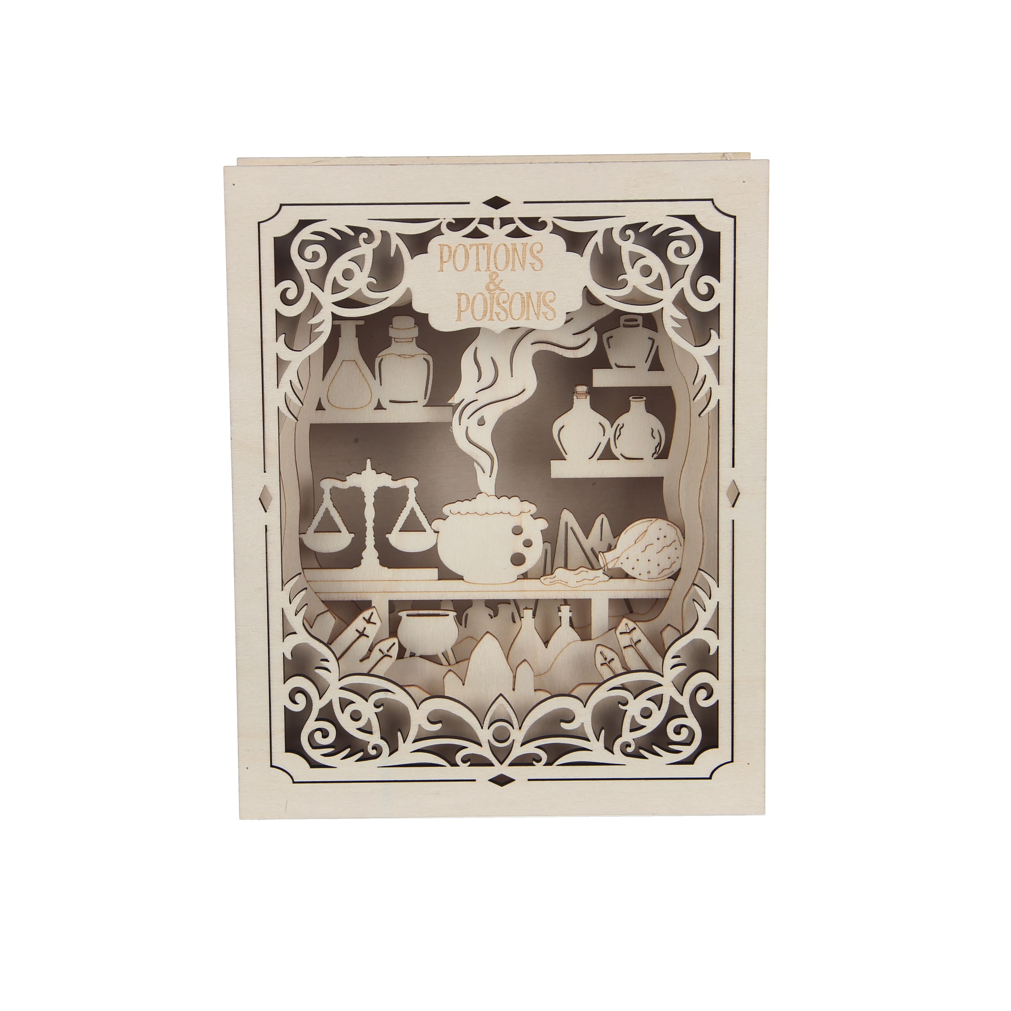 8.5&#x22; Potions &#x26; Poisons Book DIY LED Plywood D&#xE9;cor by Make Market&#xAE;