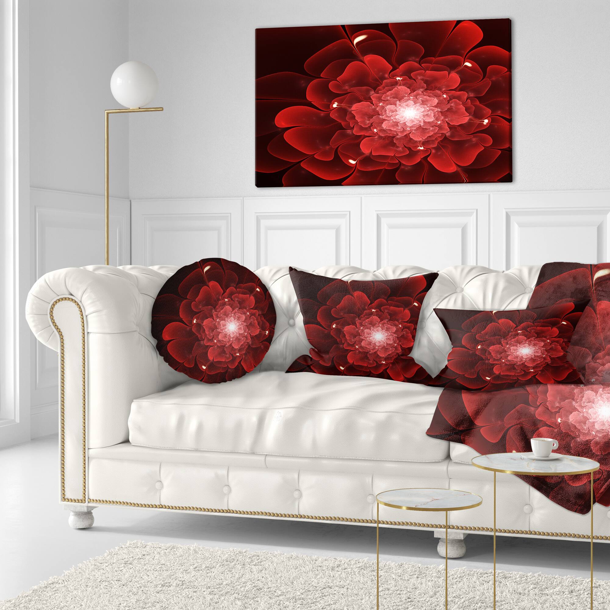 Designart - Fractal Flower Clear Red Digital Art - Floral Canvas Art Print