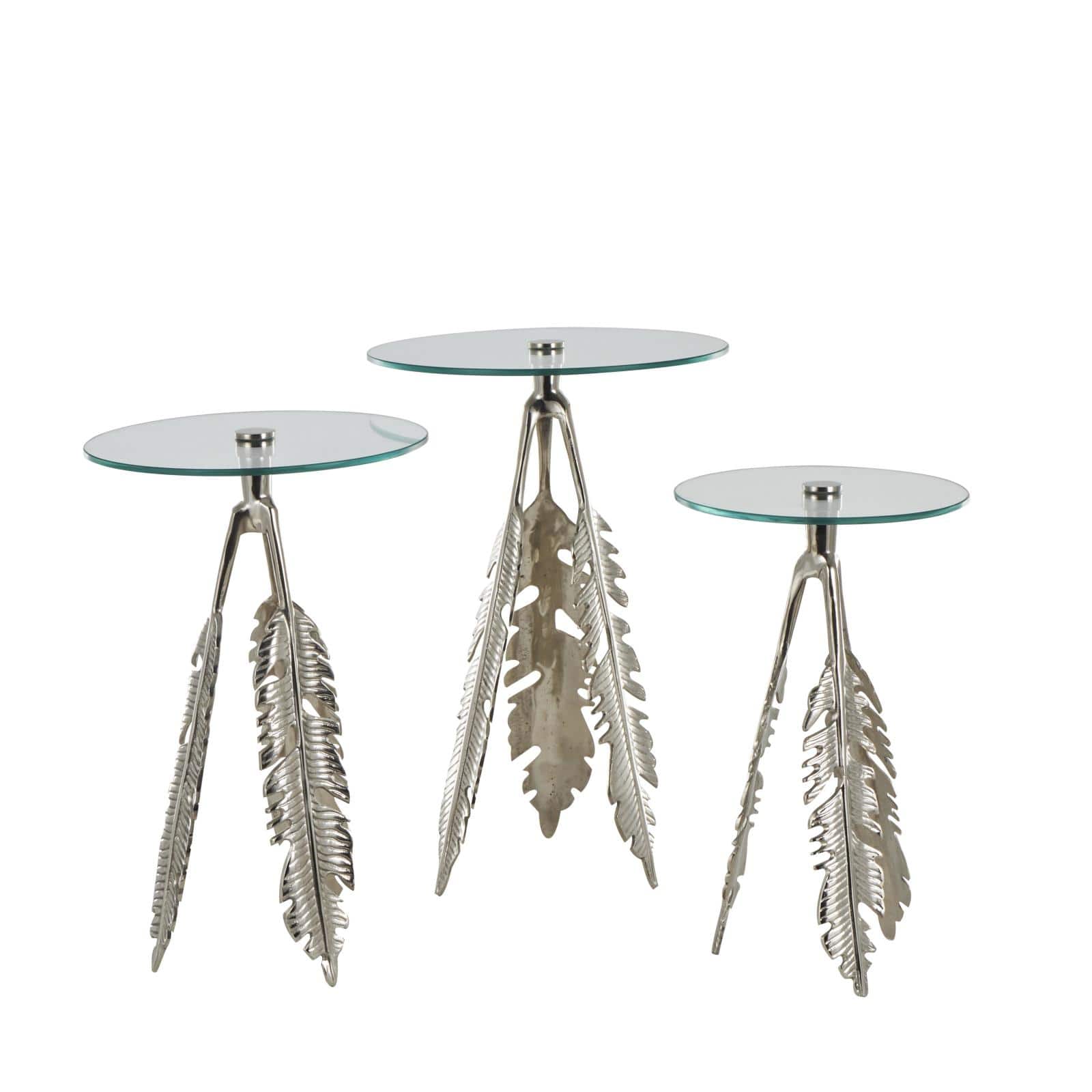 Silver Leaf Aluminum Metal Table Set