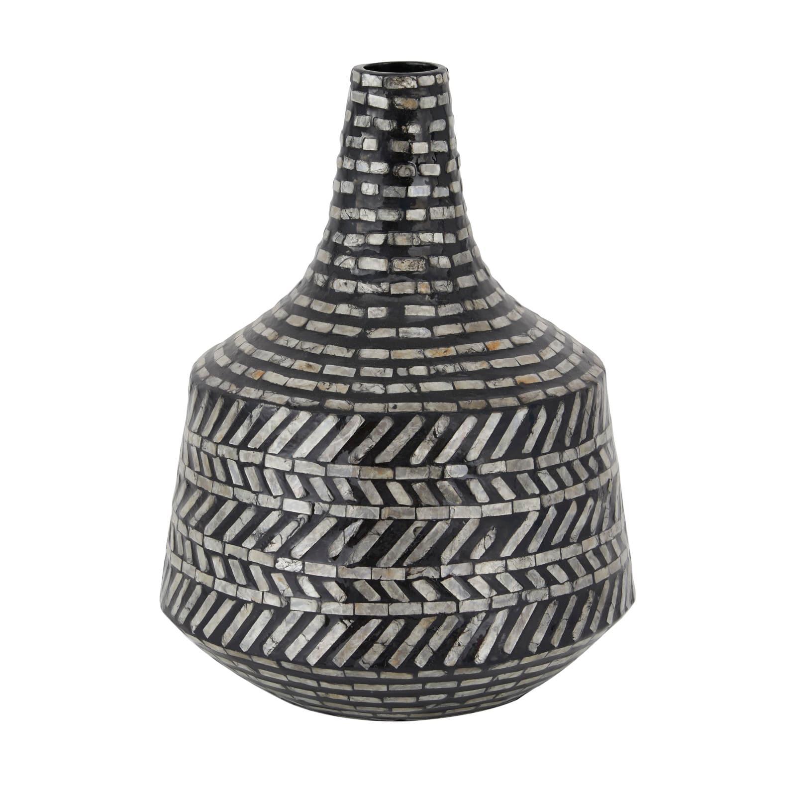 16&#x22; Black Shell Contemporary Vase