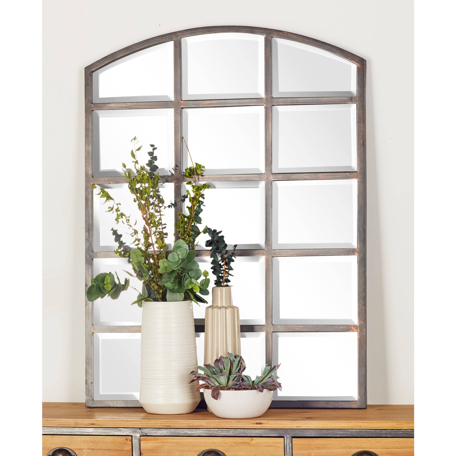 Clear Industrial Metal Wall Mirror, 40" x 30"