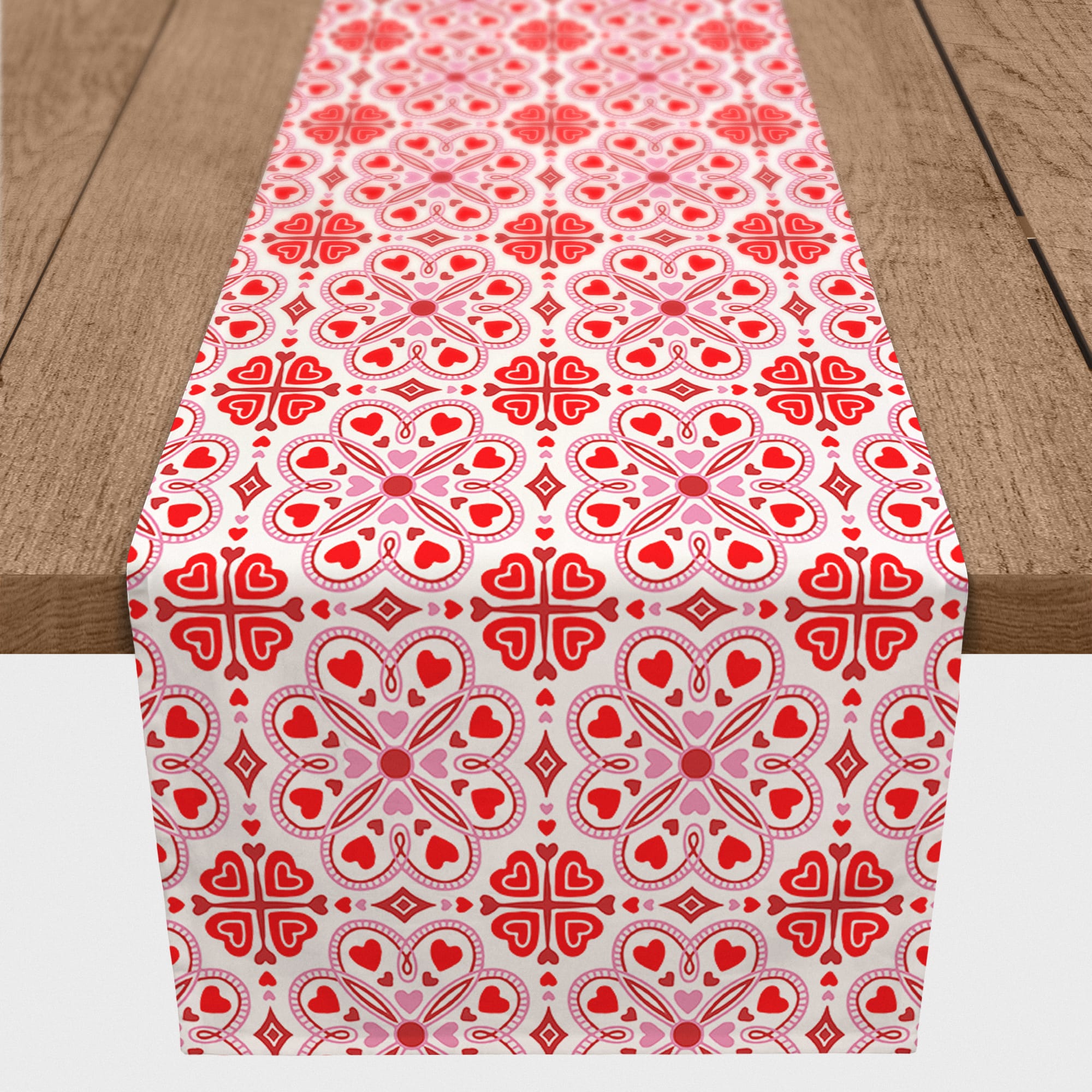 Valentine's Day Heart Tile Twill Table Runner
