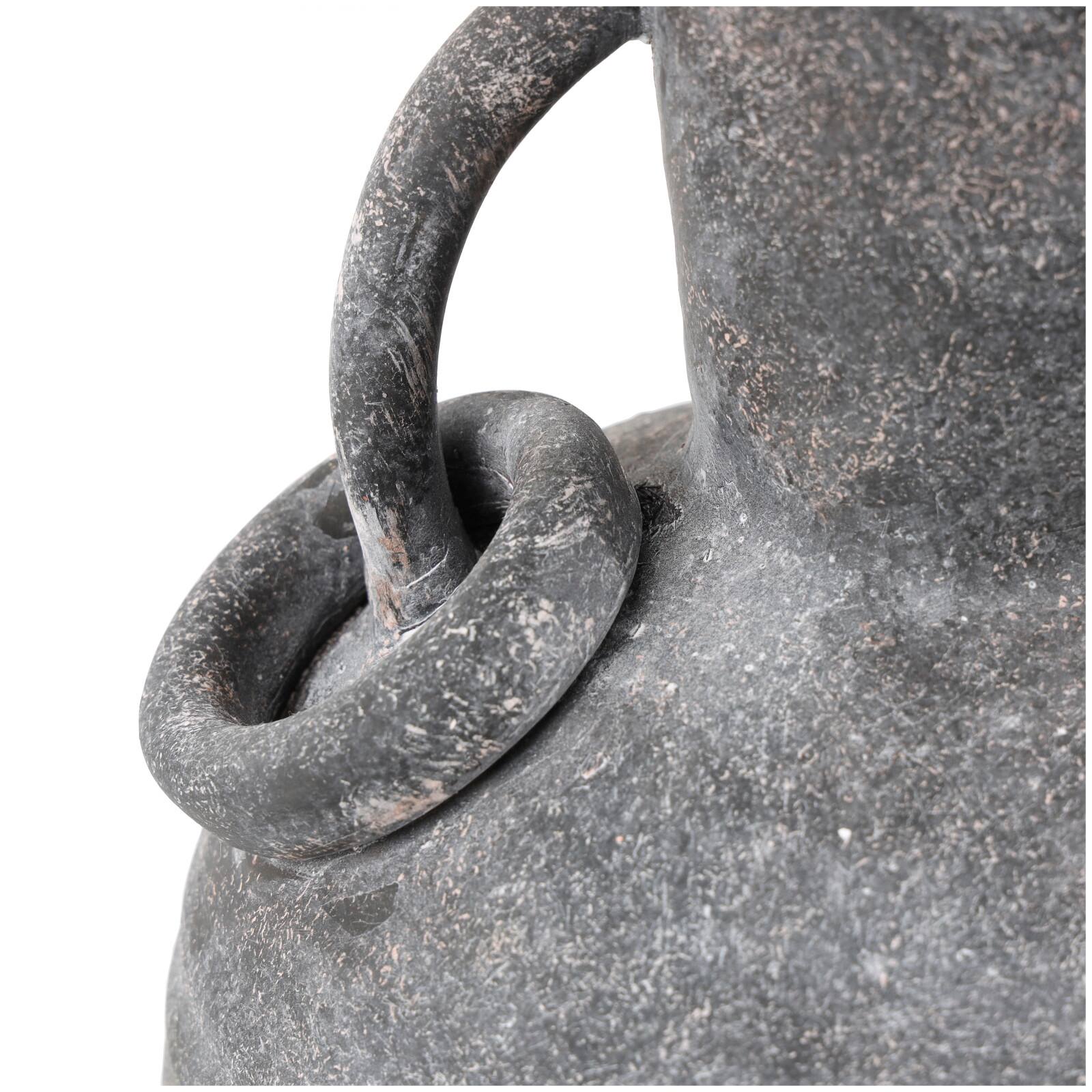 13" Ceramic Textured Vase with Ring Handles