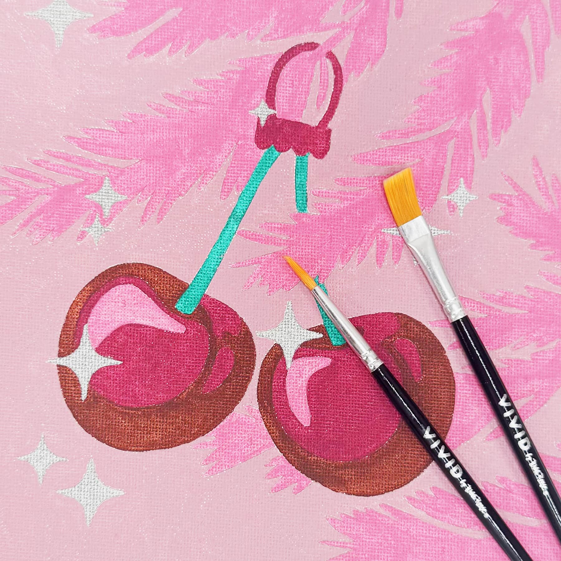 VIVID by Brea Reese® Cherry Christmas Tree Acrylic Paint-by-Number Kit