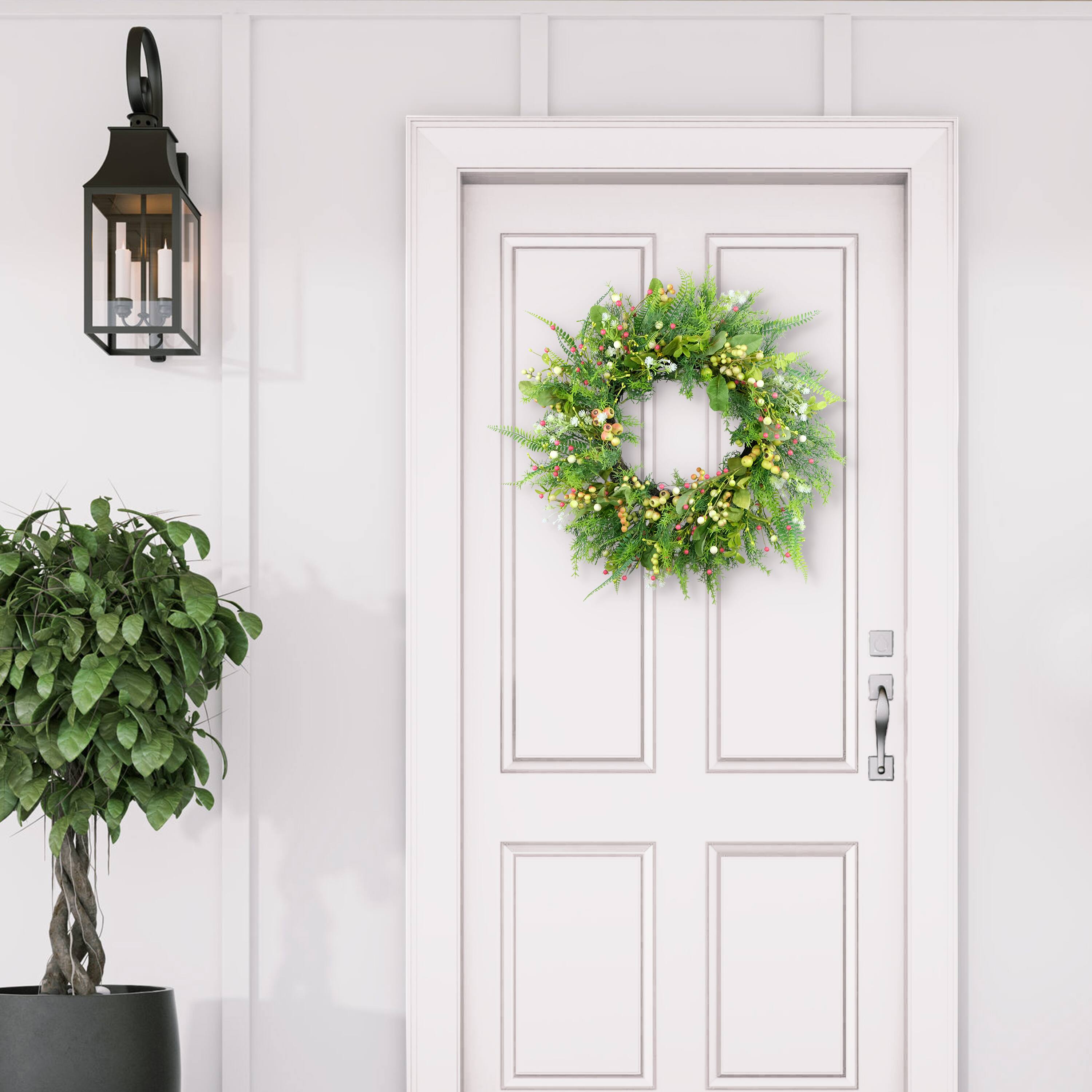 26&#x22; Artificial Fern &#x26; Berry Spring Wreath