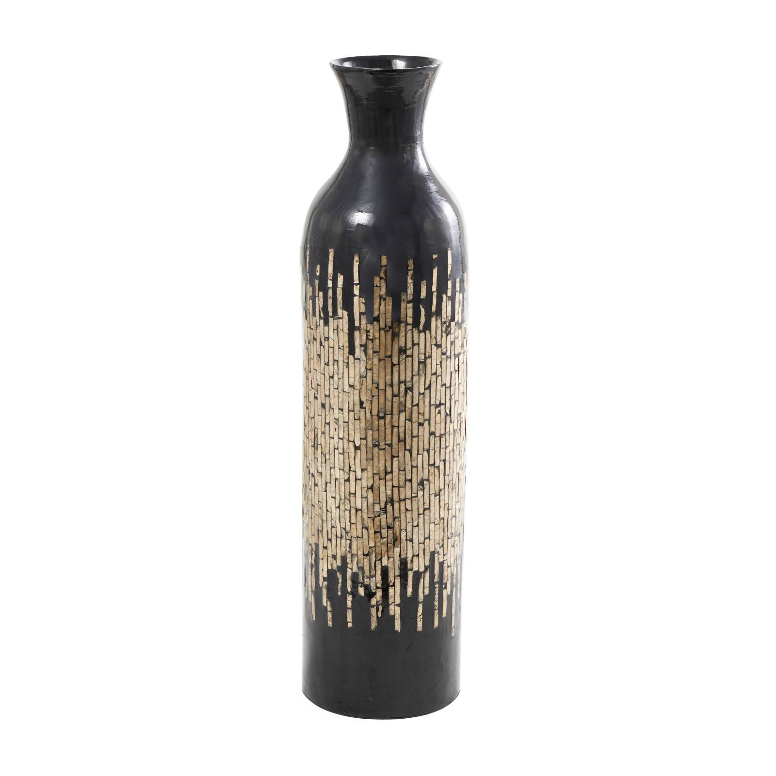 34&#x22; Black Capiz Shell Handmade Vase with Gold Ombre Design