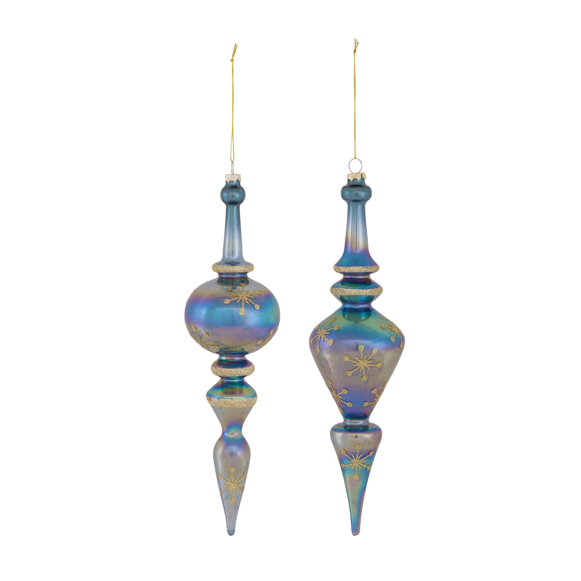 6ct. 13&#x22; Iridescent Glass Finial Drop Ornaments