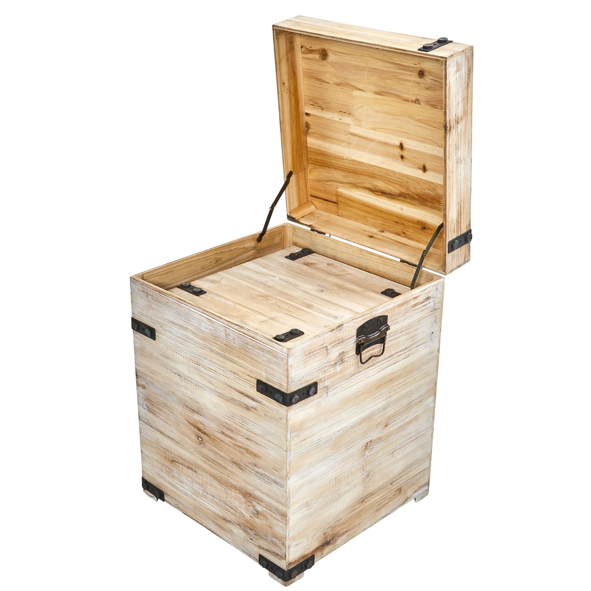 Decorative White Wash Storage Box Trunks Set