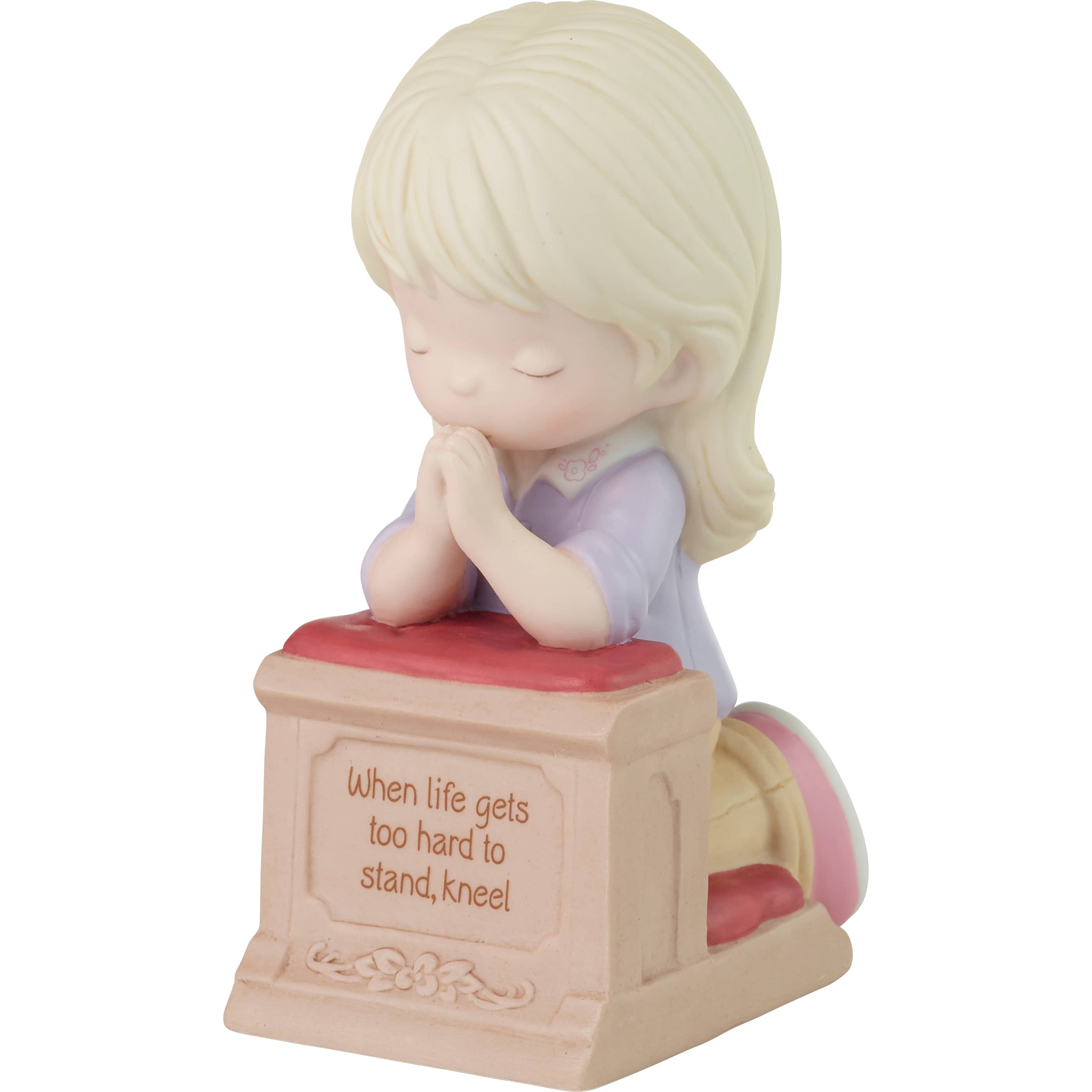 Precious Moments 4.75&#x22; When Life Gets Too Hard To Stand, Kneel Blonde Hair/Light Skin Bisque Porcelain Figurine