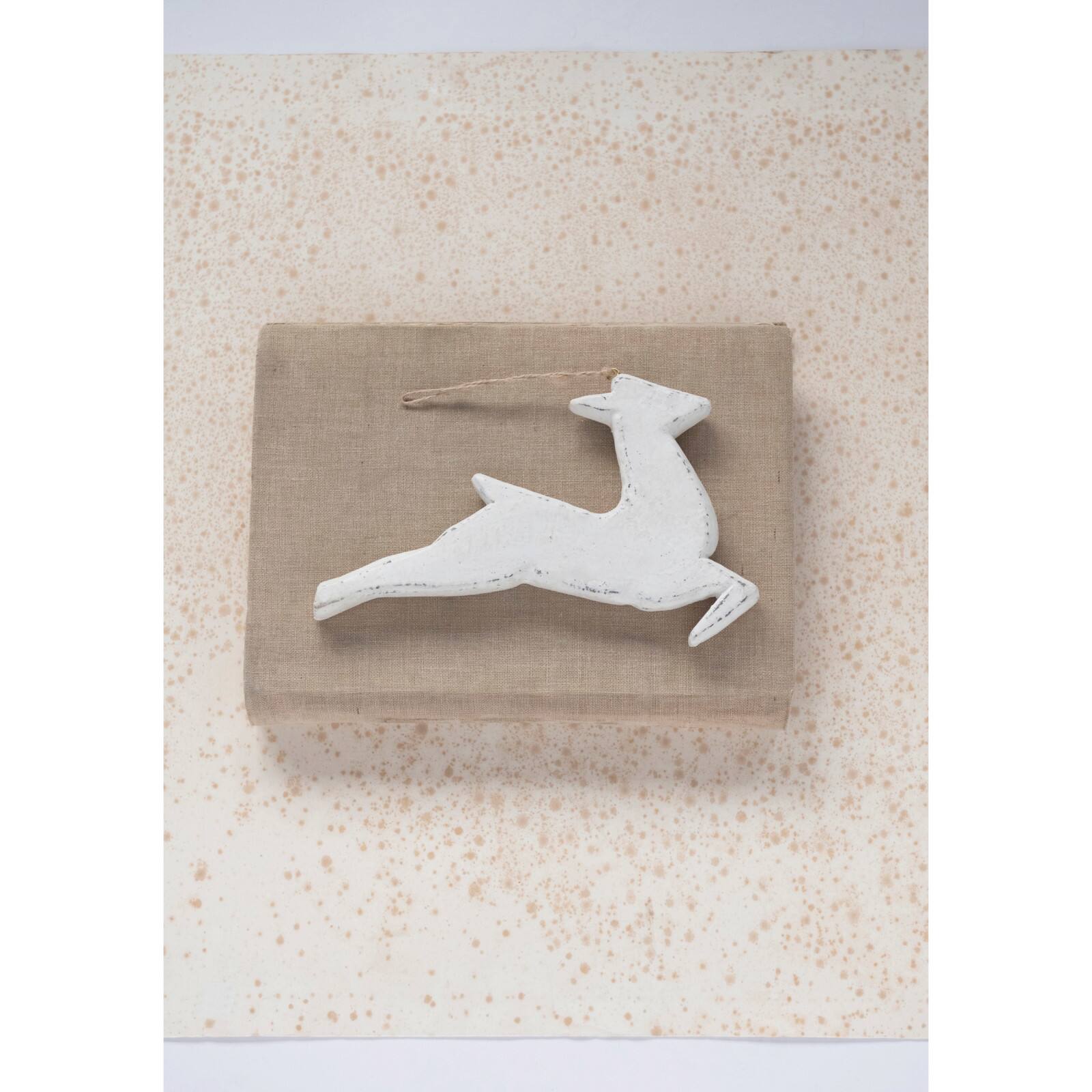 Hello Honey® 8" White Handmade Paper Mache Deer Ornament