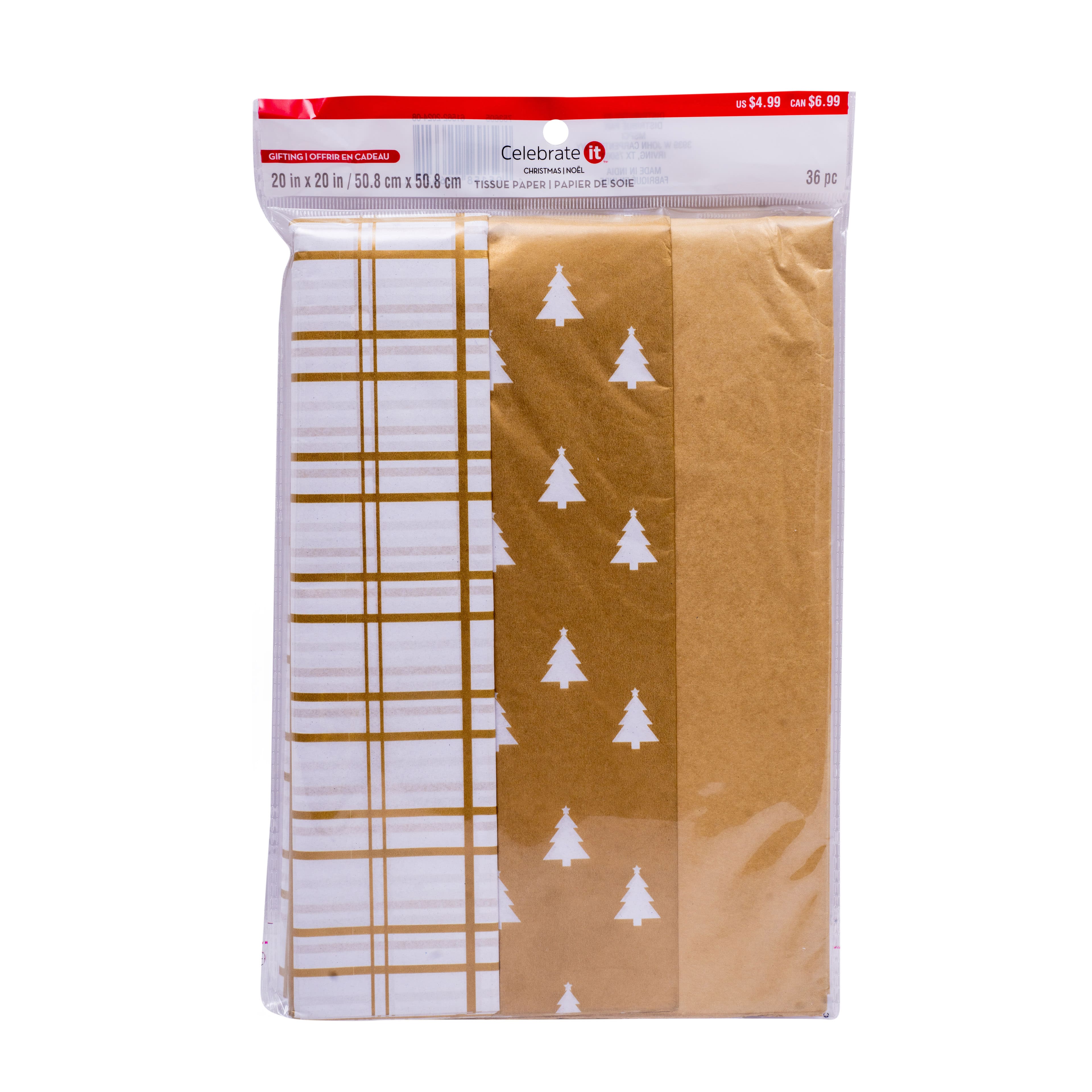 Gold Plaid Christmas Tissue Paper, 36ct. by Celebrate It&#x2122;