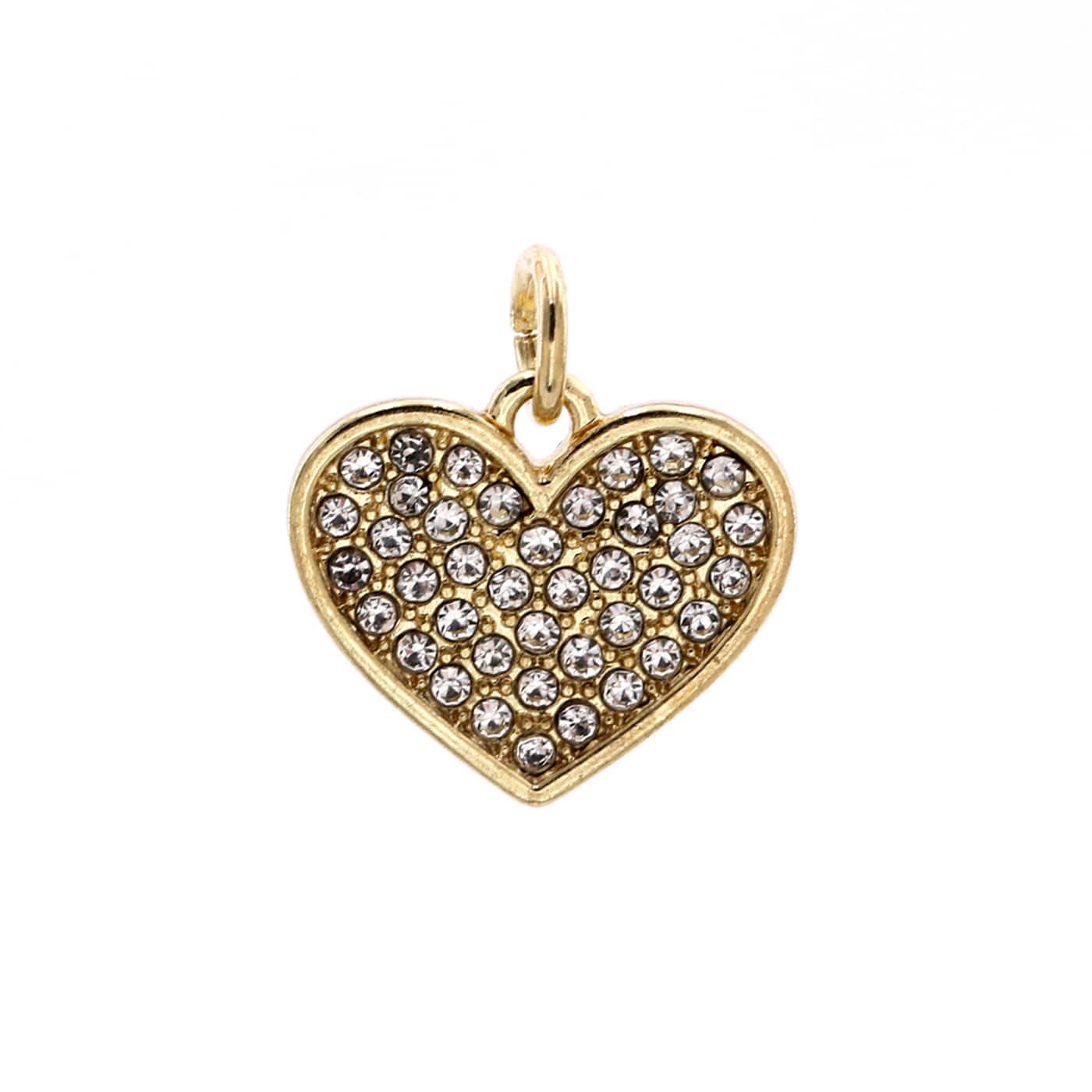 12 Pack: Charmalong™ 14K Gold-Plated Pavé Heart Charm by Bead Landing™