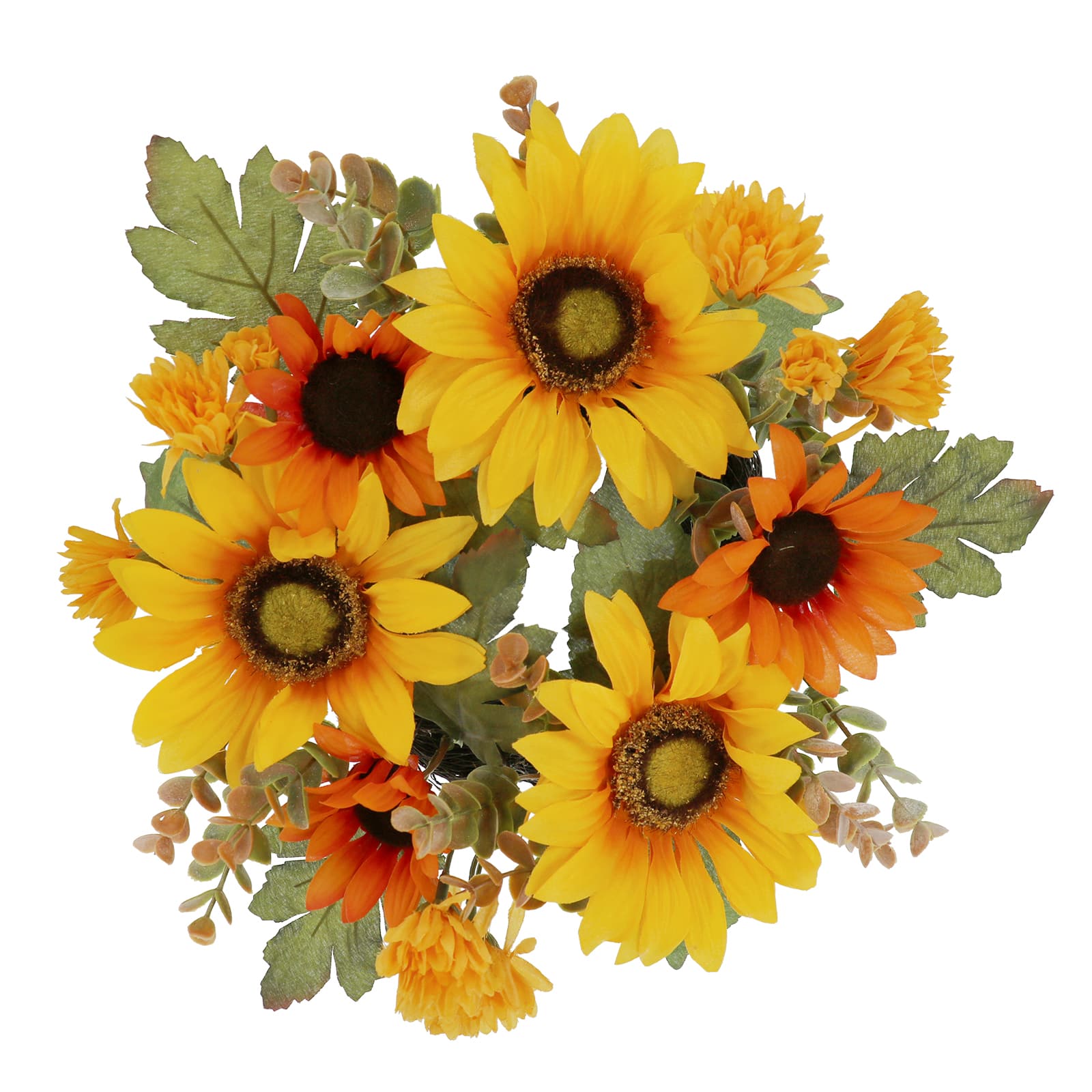 Mini Yellow & Orange Sunflower & Eucalyptus Wreath by Ashland®