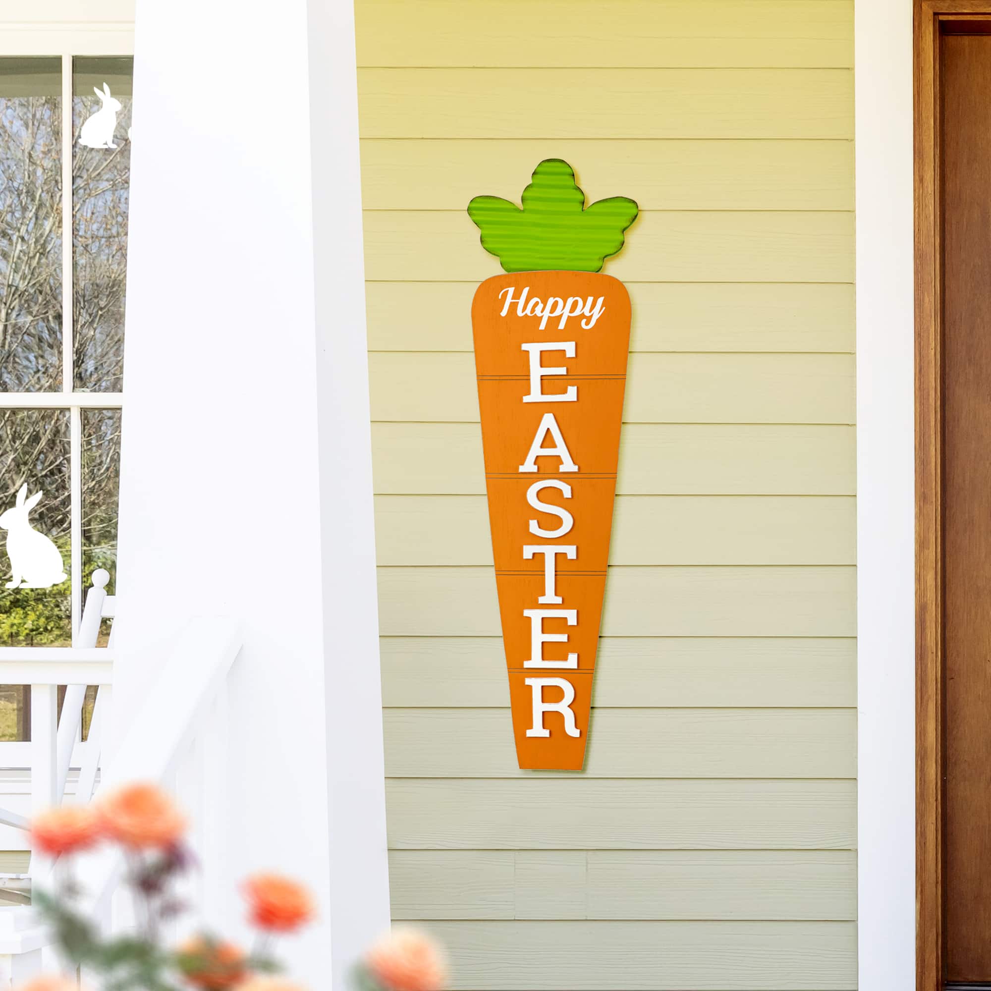 Glitzhome® 41.5" Easter Wooden and Metal Carrot Porch Decor
