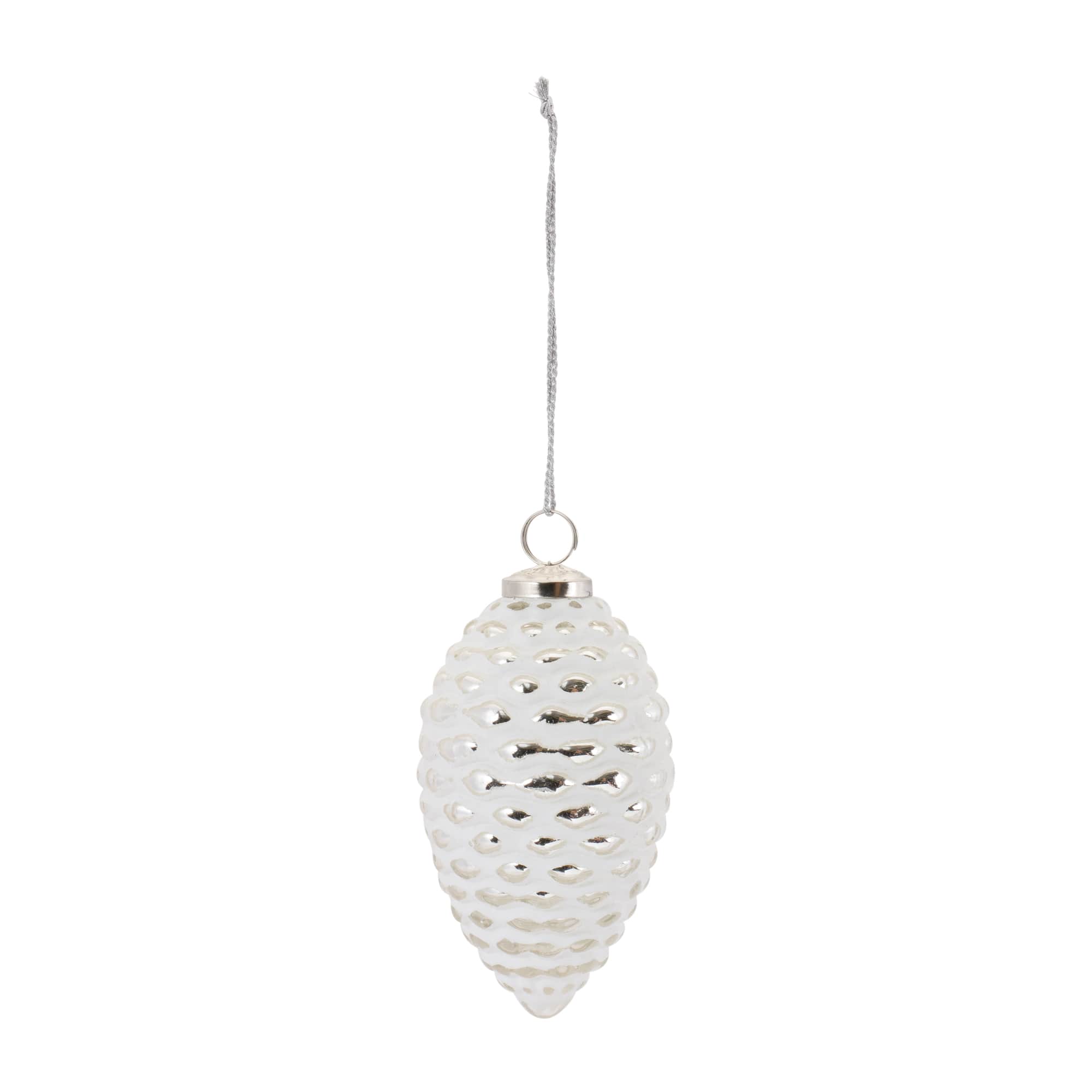 4ct. Frosted Glass Pinecone Ornament